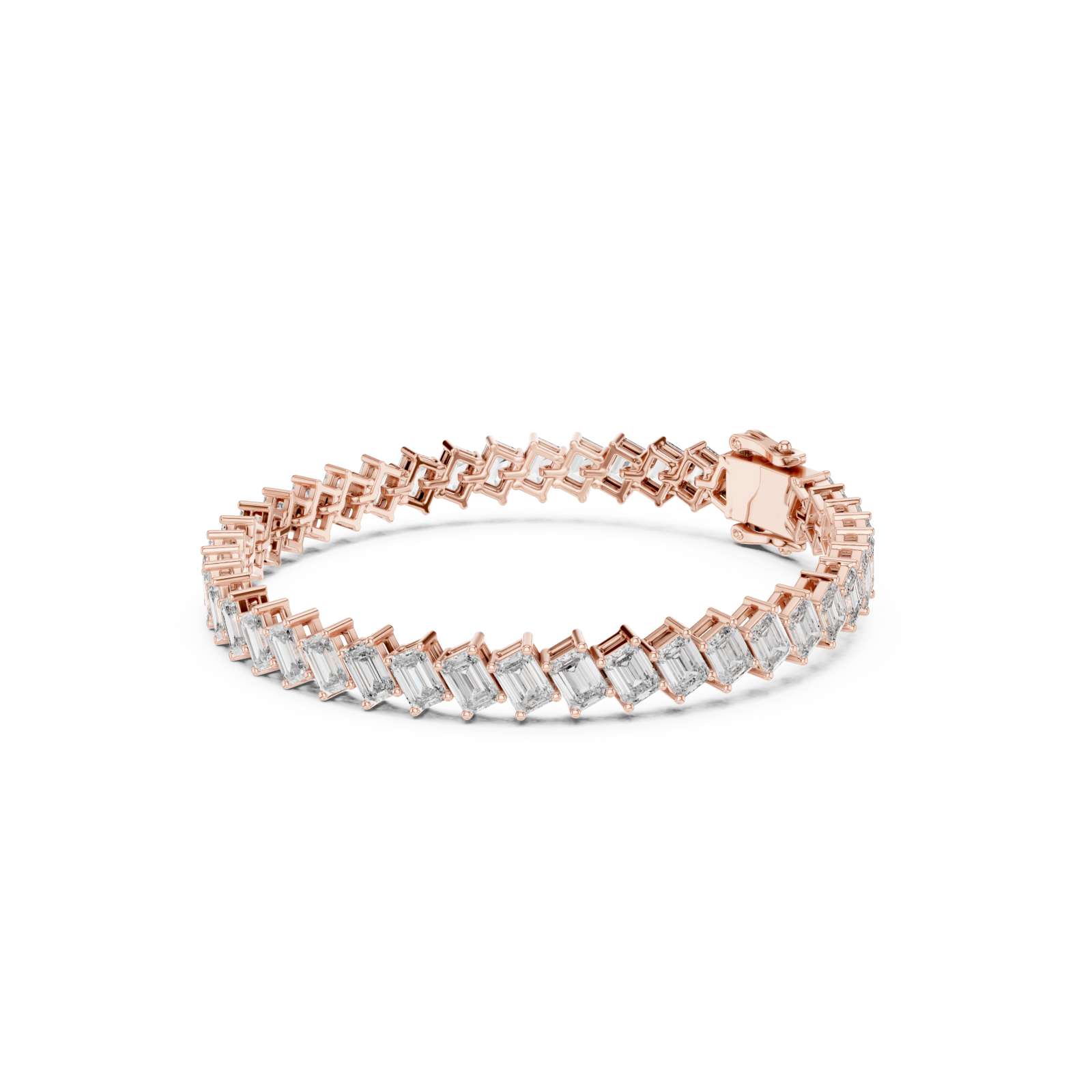  Rose Gold Lustrous Wavelength Statement Tennis Bracelet Left View
