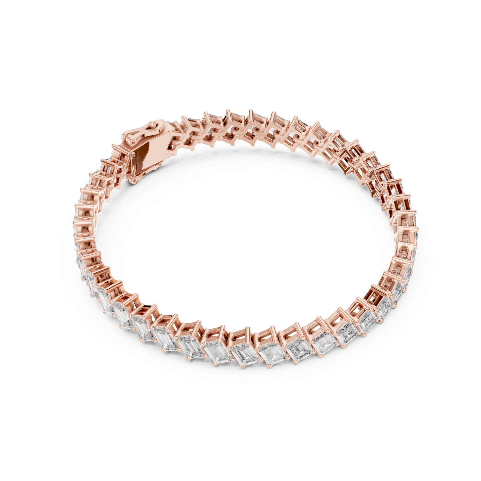  Rose Gold Lustrous Wavelength Statement Tennis Bracelet Front View