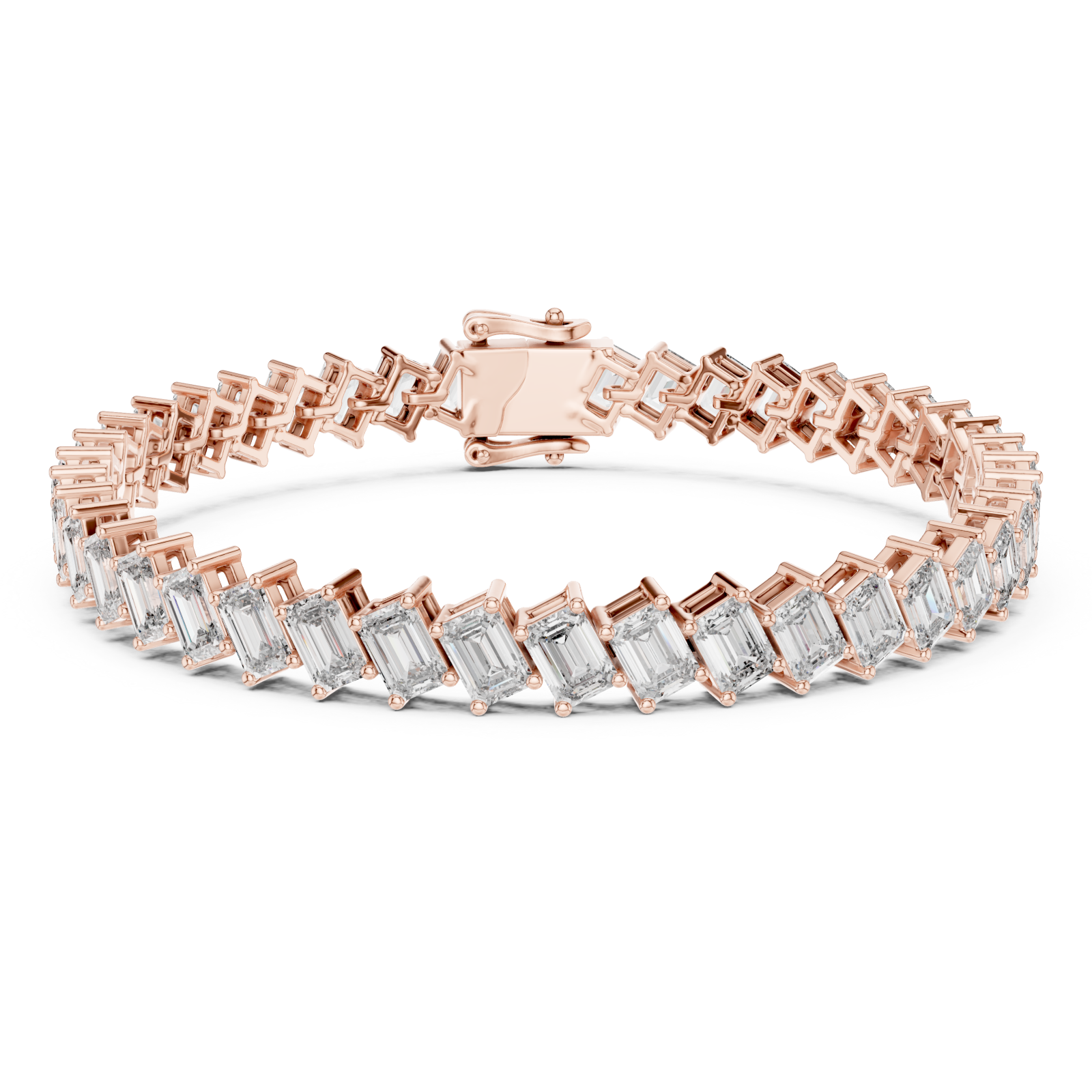  Rose Gold Lustrous Wavelength Statement Tennis Bracelet Right View