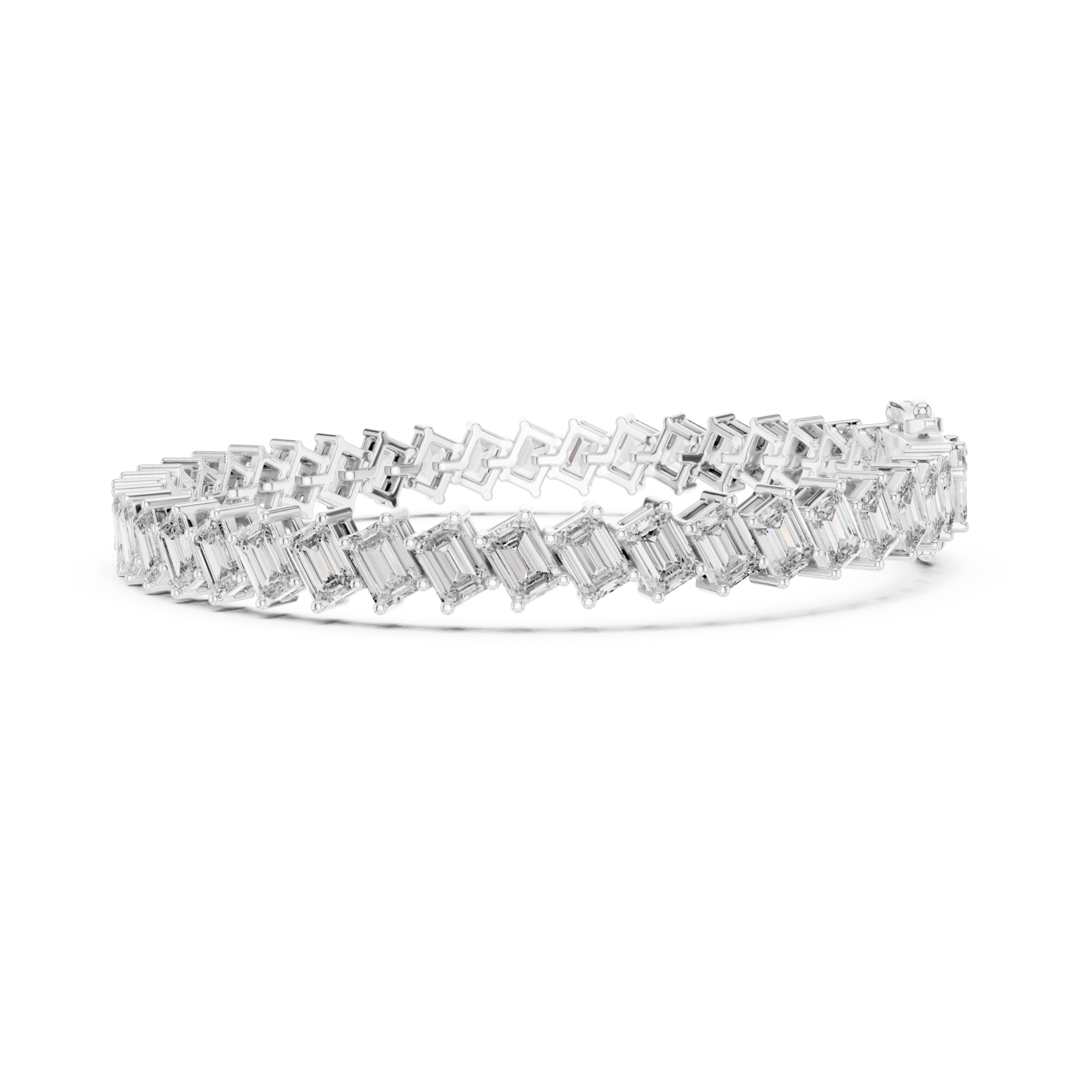  White Gold Lustrous Wavelength Statement Tennis Bracelet Side View