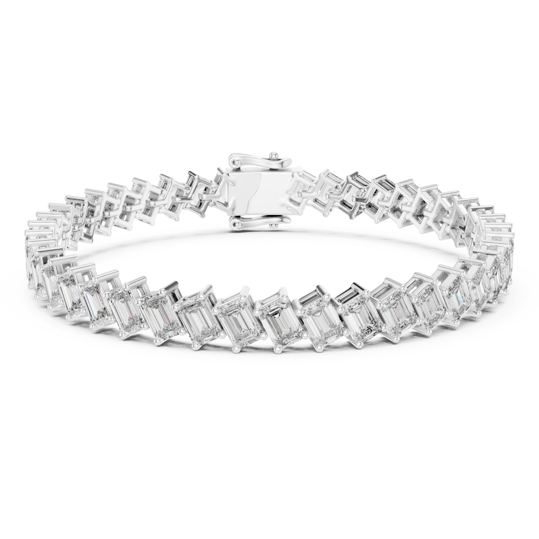  White Gold Lustrous Wavelength Statement Tennis Bracelet Right View