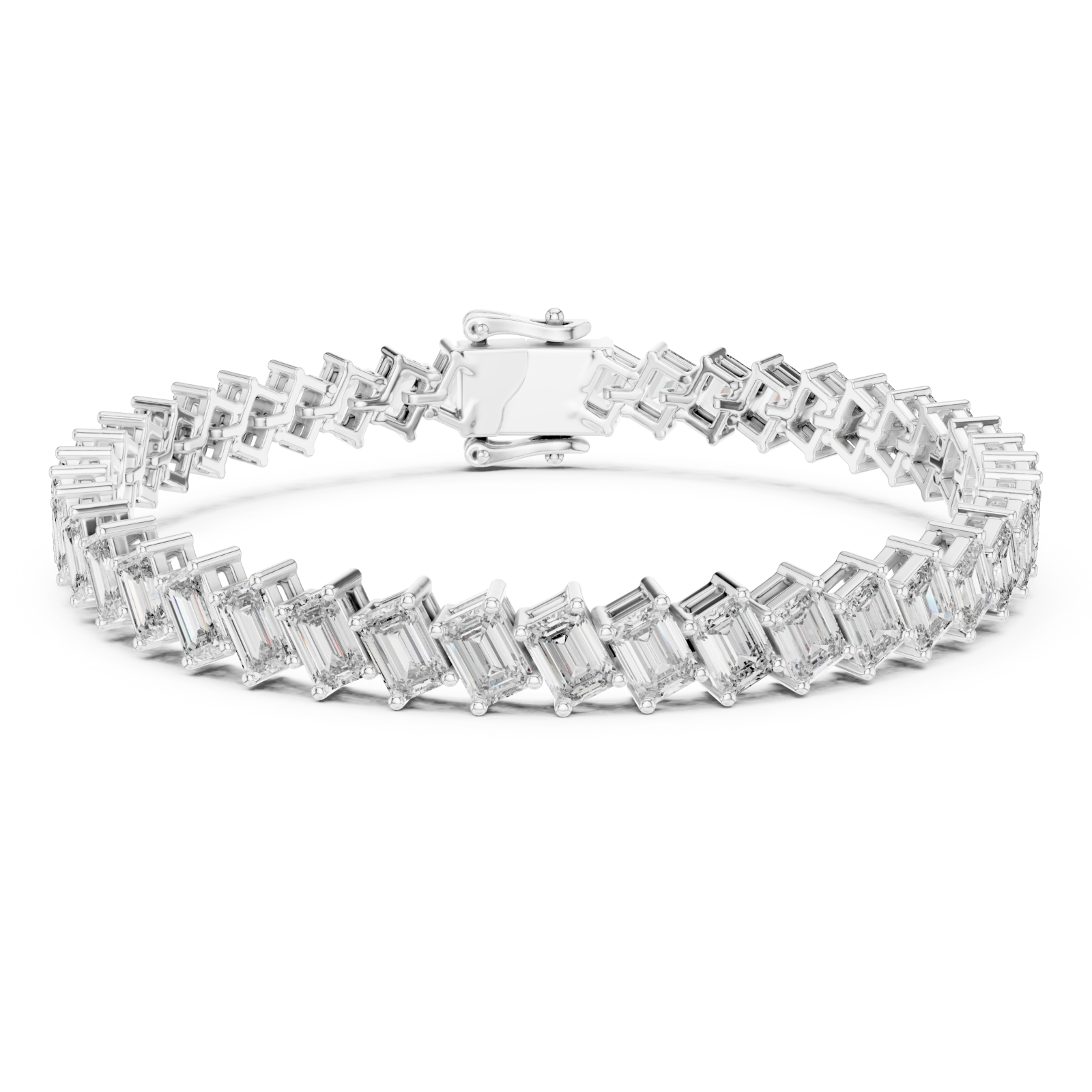  White Gold Lustrous Wavelength Statement Tennis Bracelet Right View