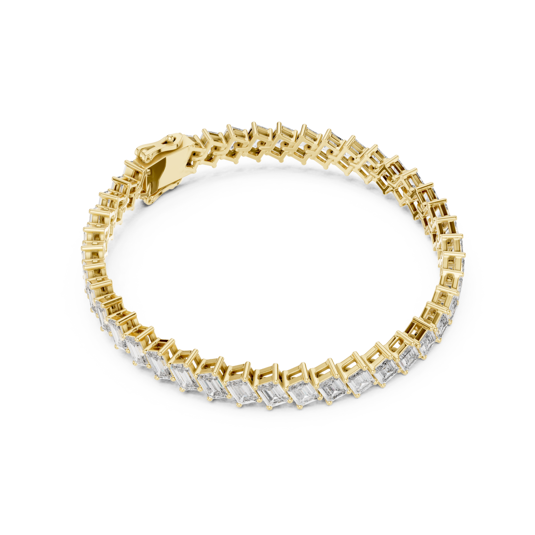 Gold Lustrous Wavelength Statement Tennis Bracelet Right View