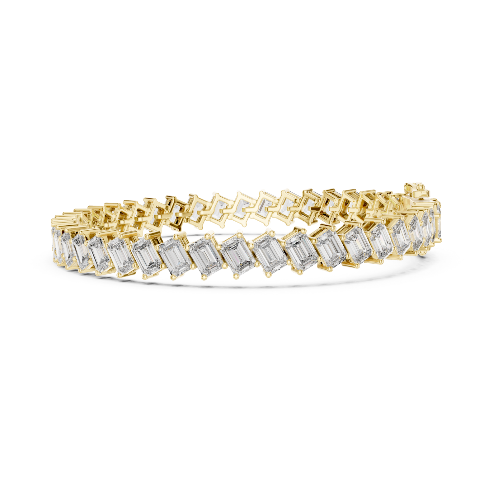  Gold Lustrous Wavelength Statement Tennis Bracelet Side View