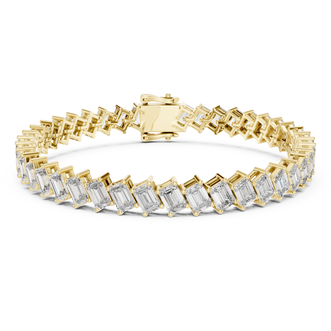 Gold Lustrous Wavelength Statement Tennis Bracelet Right View