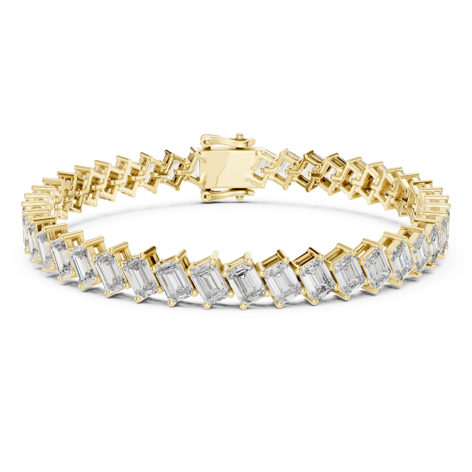 Gold Lustrous Wavelength Statement Tennis Bracelet Right View