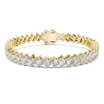Gold Lustrous Wavelength Statement Tennis Bracelet Right View