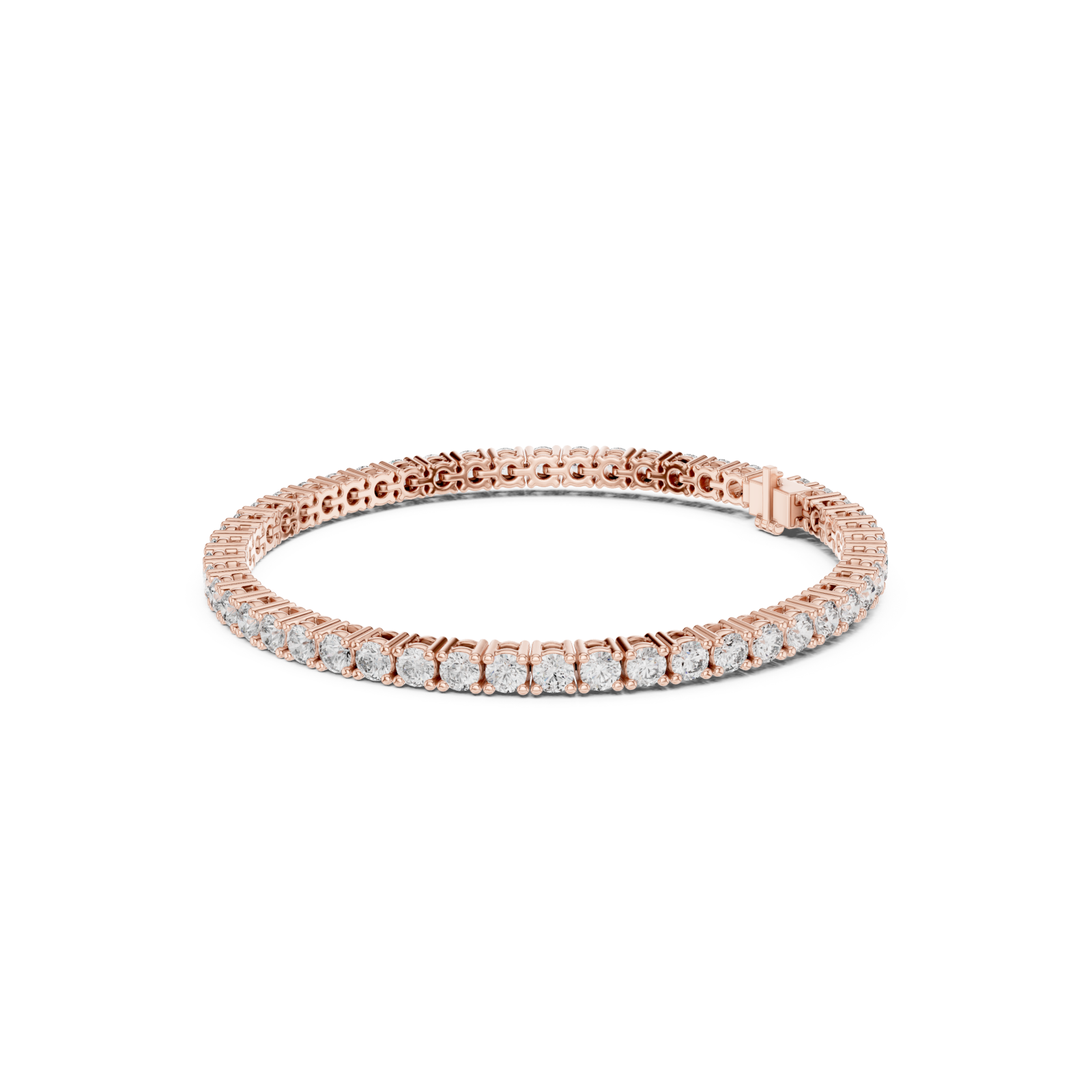  Rose Gold Moonlit Whisper Graceful Classic Tennis Bracelet Left View