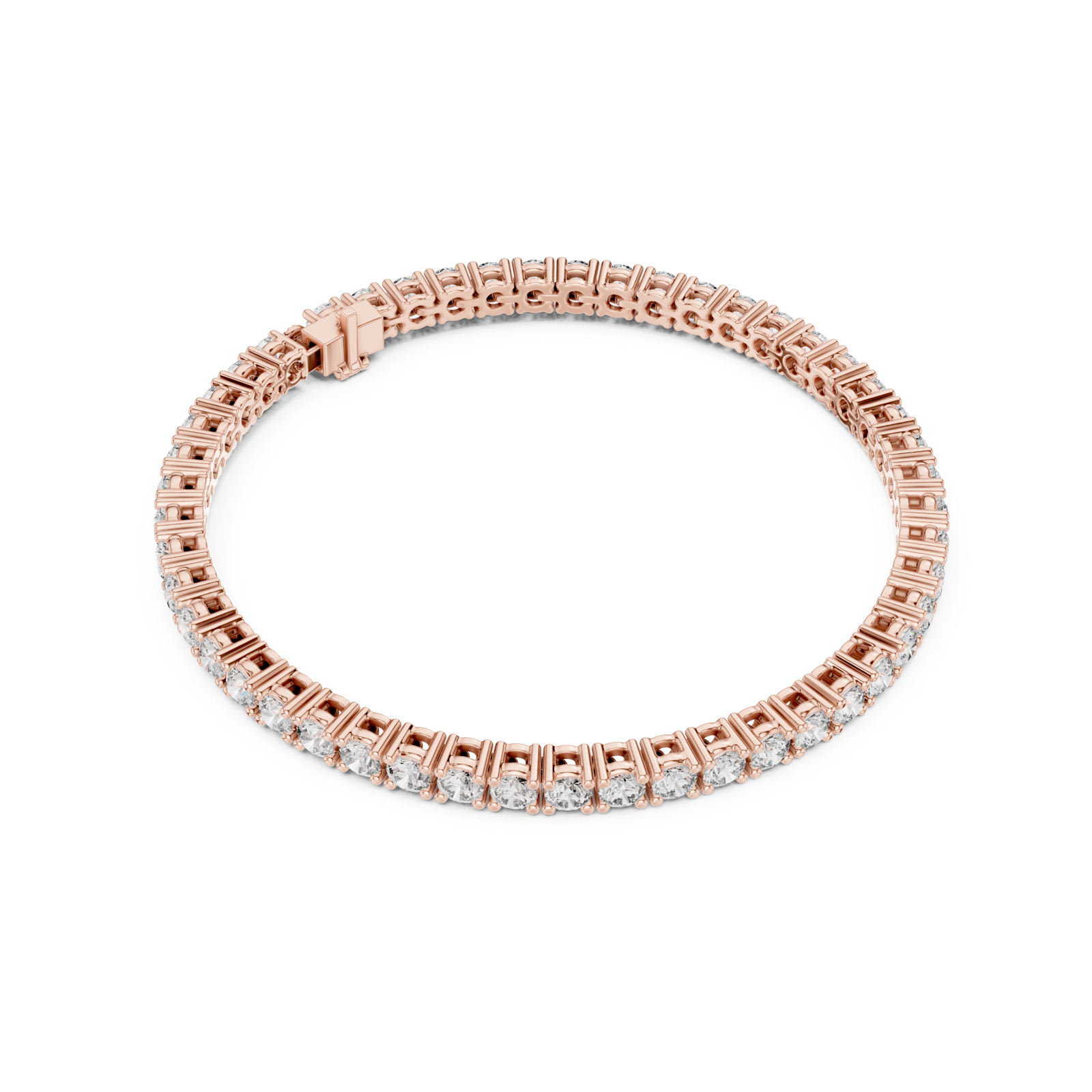  Rose Gold Moonlit Whisper Graceful Classic Tennis Bracelet Front View
