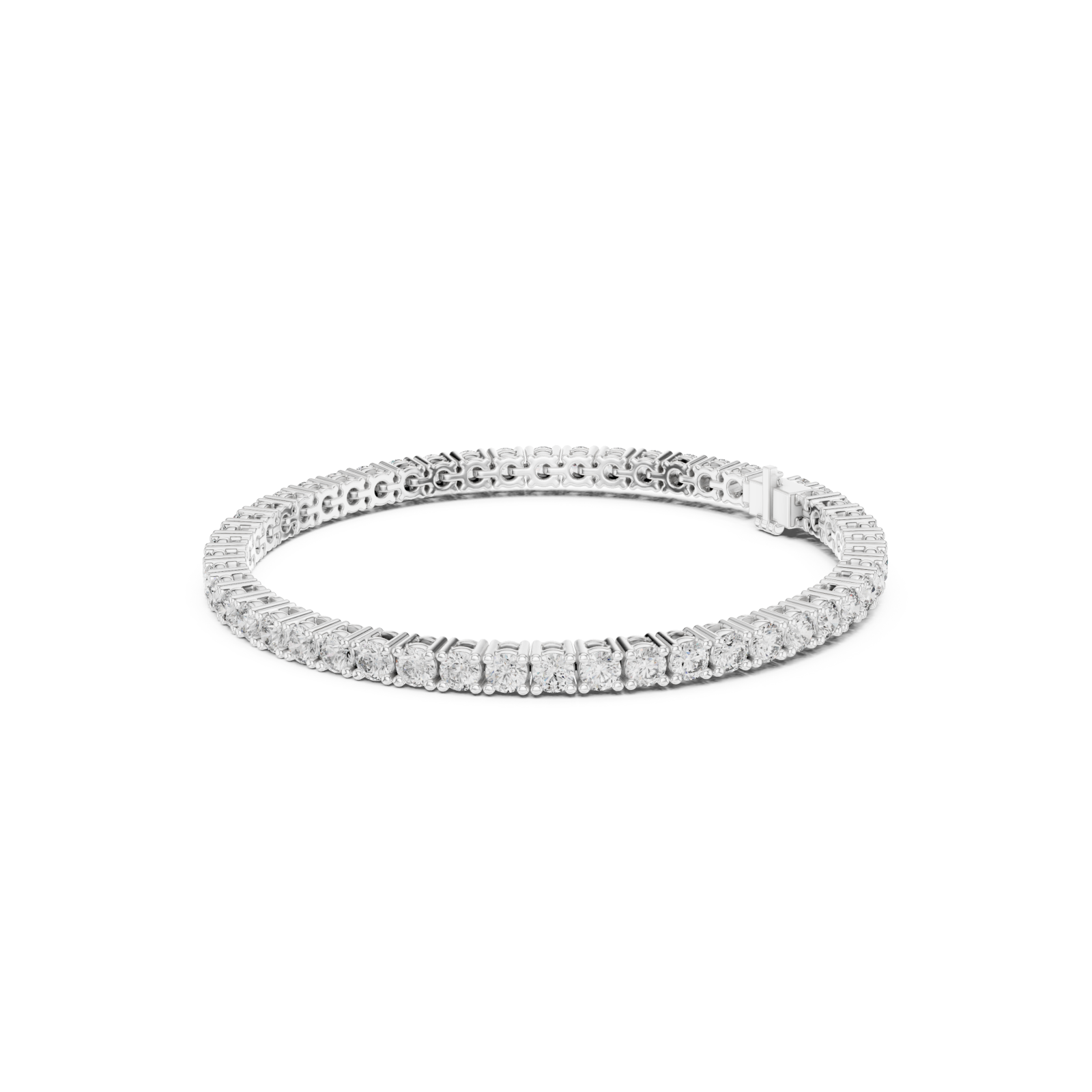  White Gold Moonlit Whisper Graceful Classic Tennis Bracelet Left View