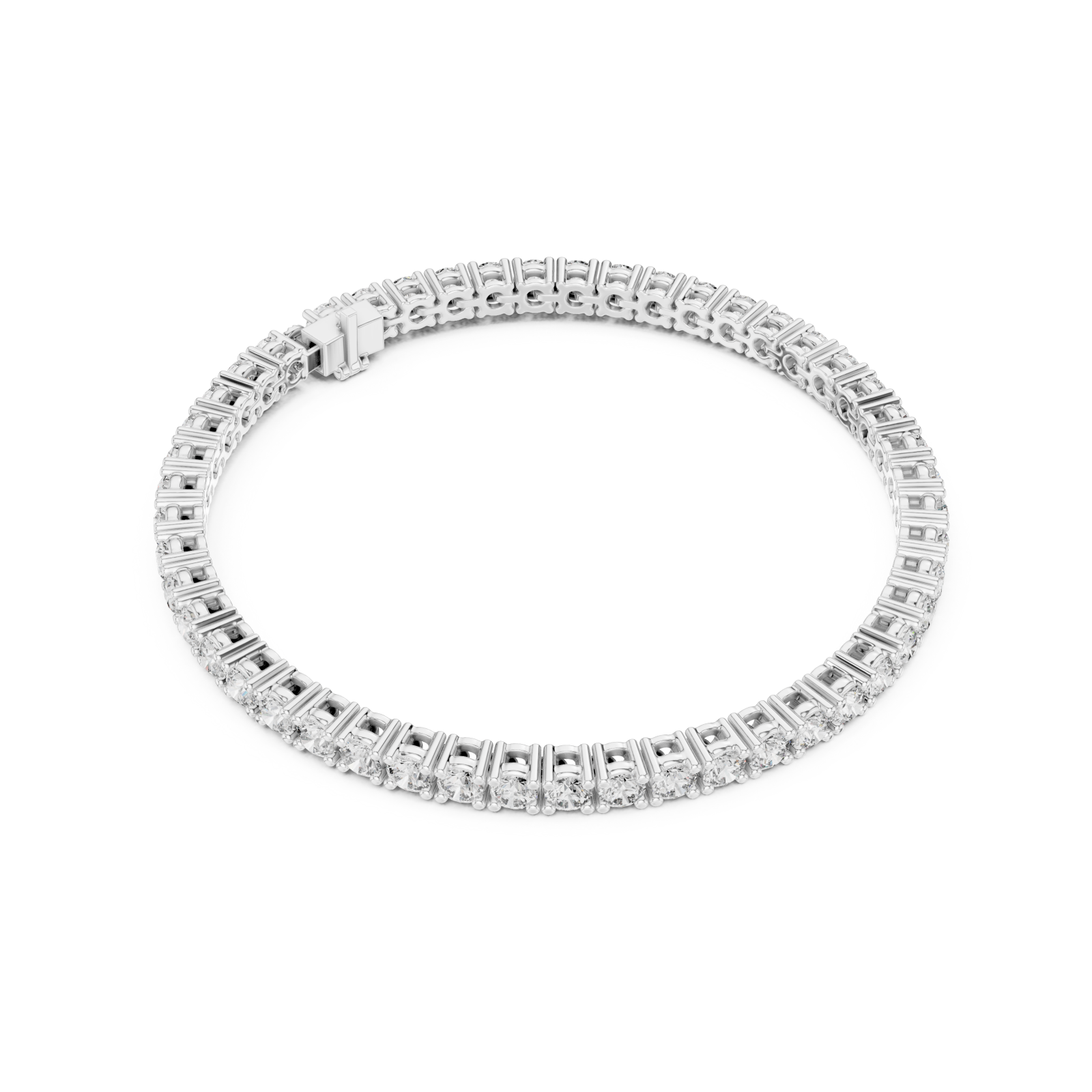  White Gold Moonlit Whisper Graceful Classic Tennis Bracelet Front View