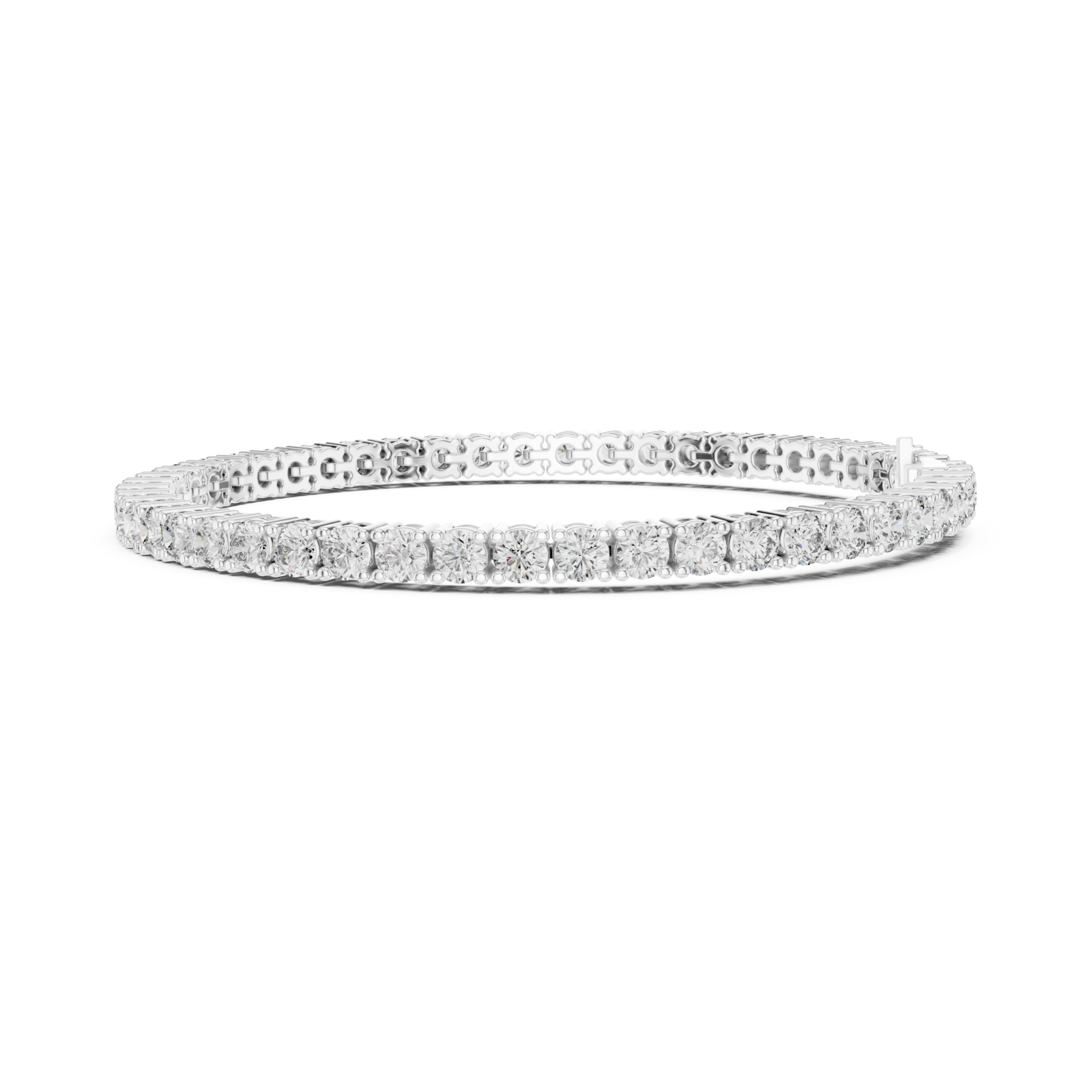  White Gold Moonlit Whisper Graceful Classic Tennis Bracelet Side View
