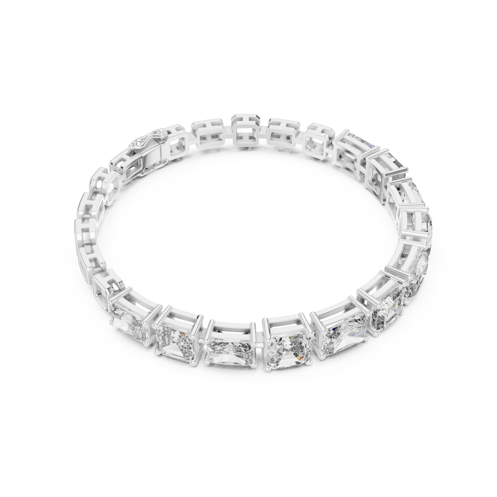  White Gold Grand Mosaic Lattice Bracelet Front View