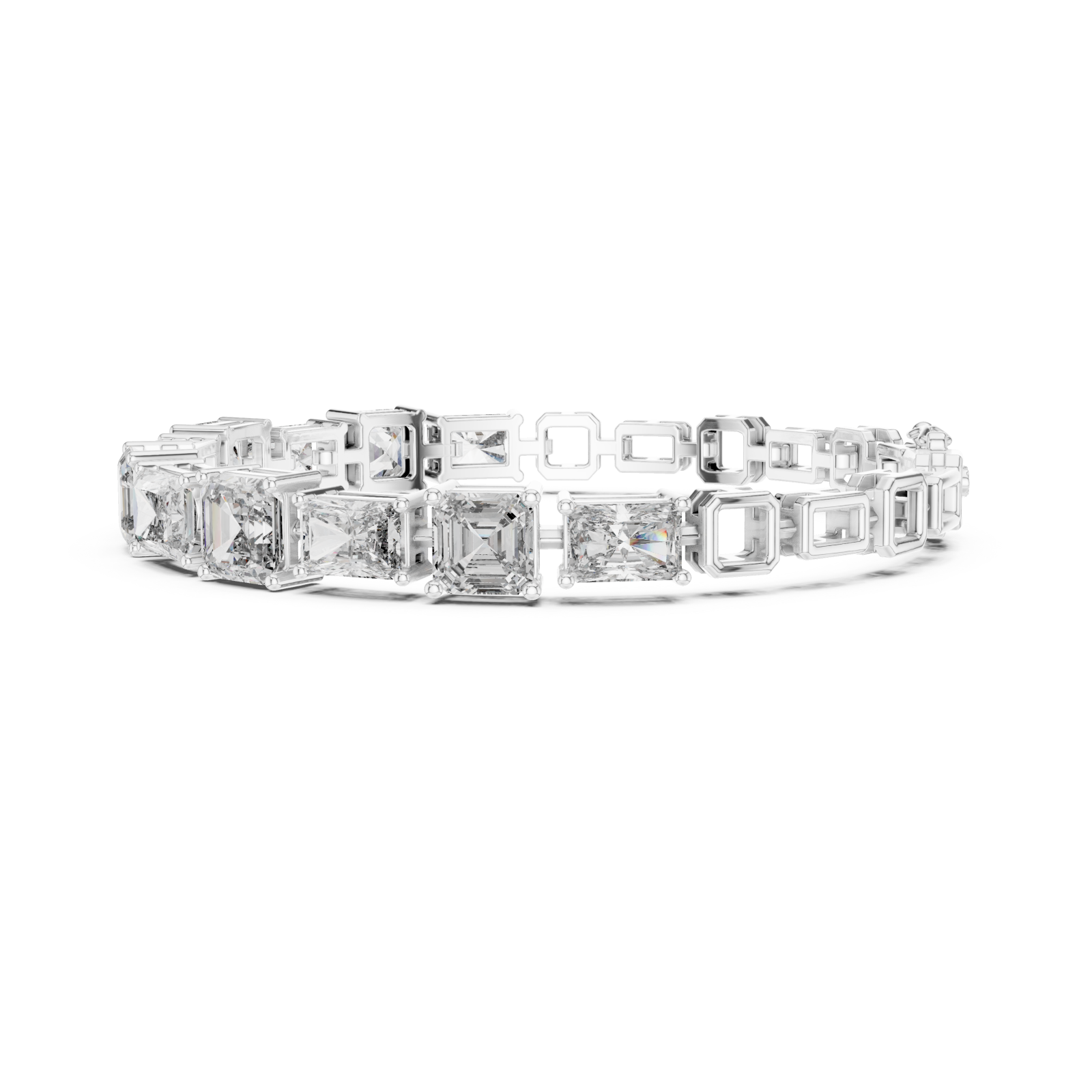  White Gold Grand Mosaic Lattice Bracelet Side View