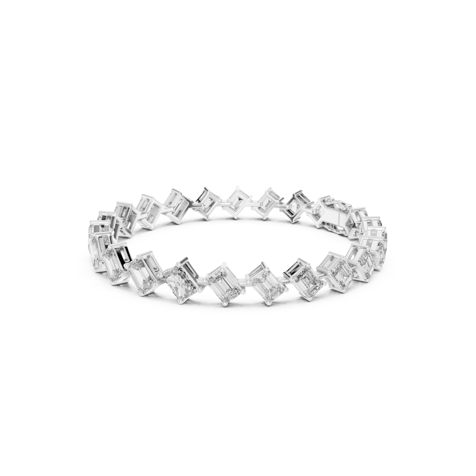  White Gold Twilight Cascade Geometric Bracelet Left View