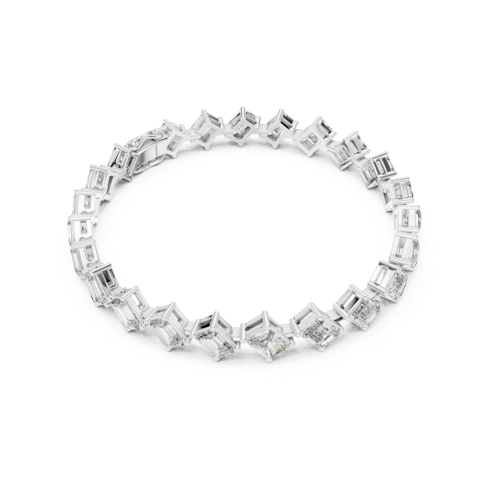  White Gold Twilight Cascade Geometric Bracelet Front View