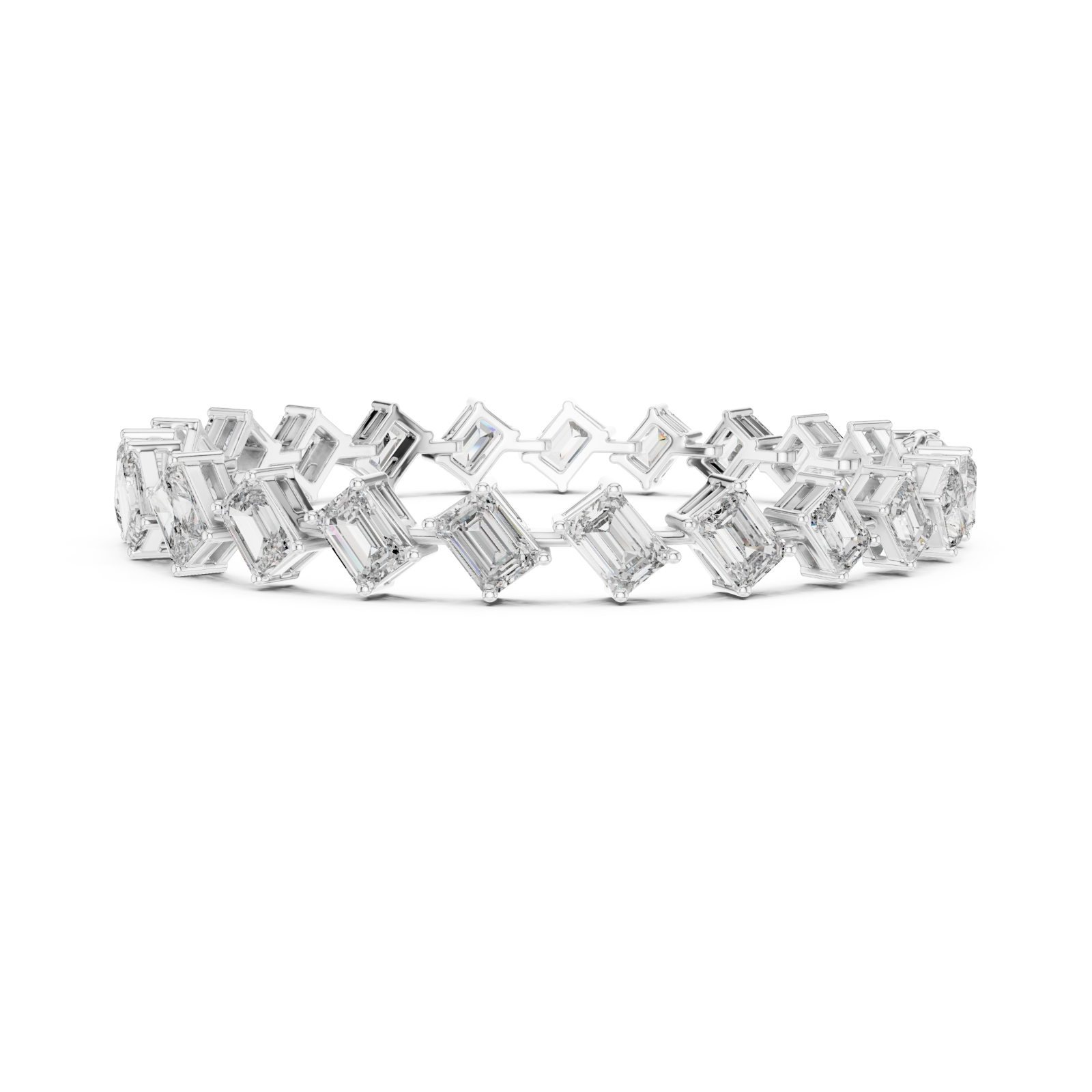  White Gold Twilight Cascade Geometric Bracelet Side View