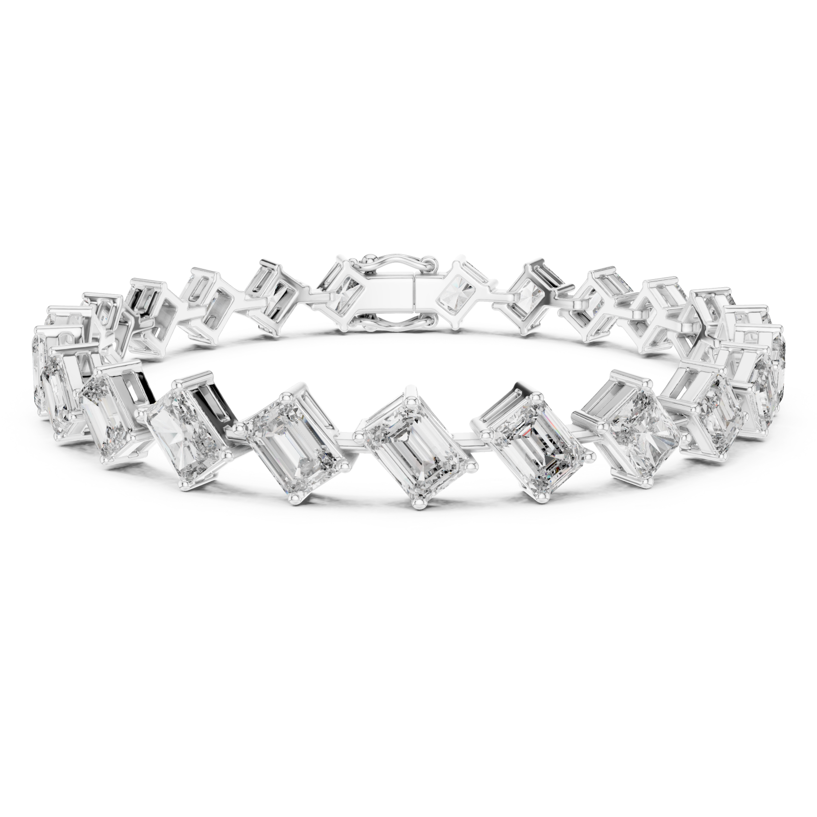  White Gold Twilight Cascade Geometric Bracelet Right View
