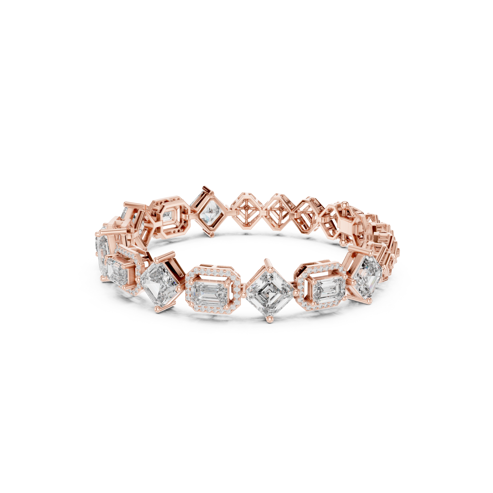  Rose Gold Radiant Prism Contour Linked Bracelet Left View