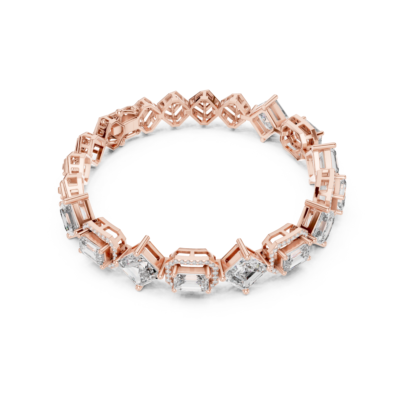  Rose Gold Radiant Prism Contour Linked Bracelet Front View