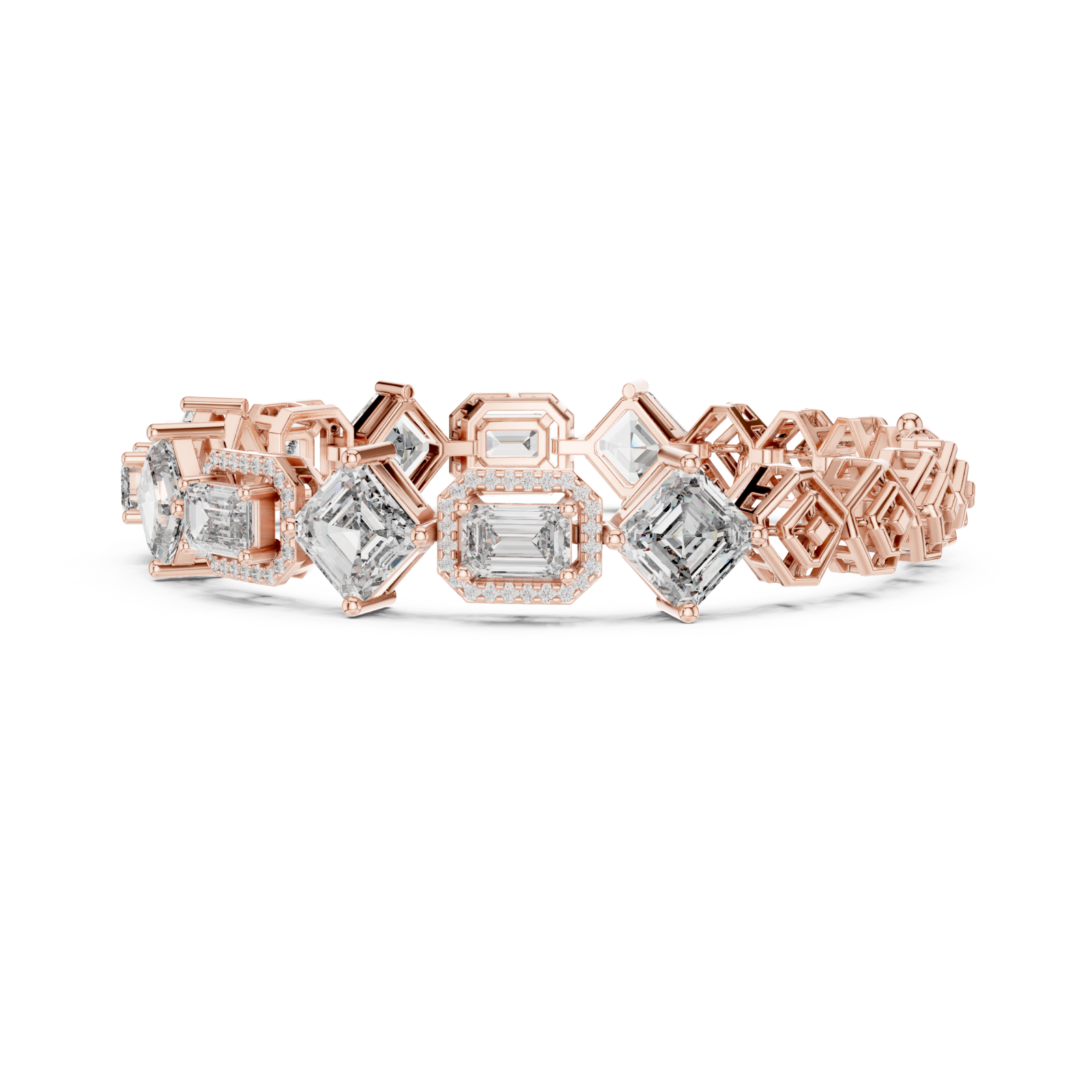  Rose Gold Radiant Prism Contour Linked Bracelet Side View