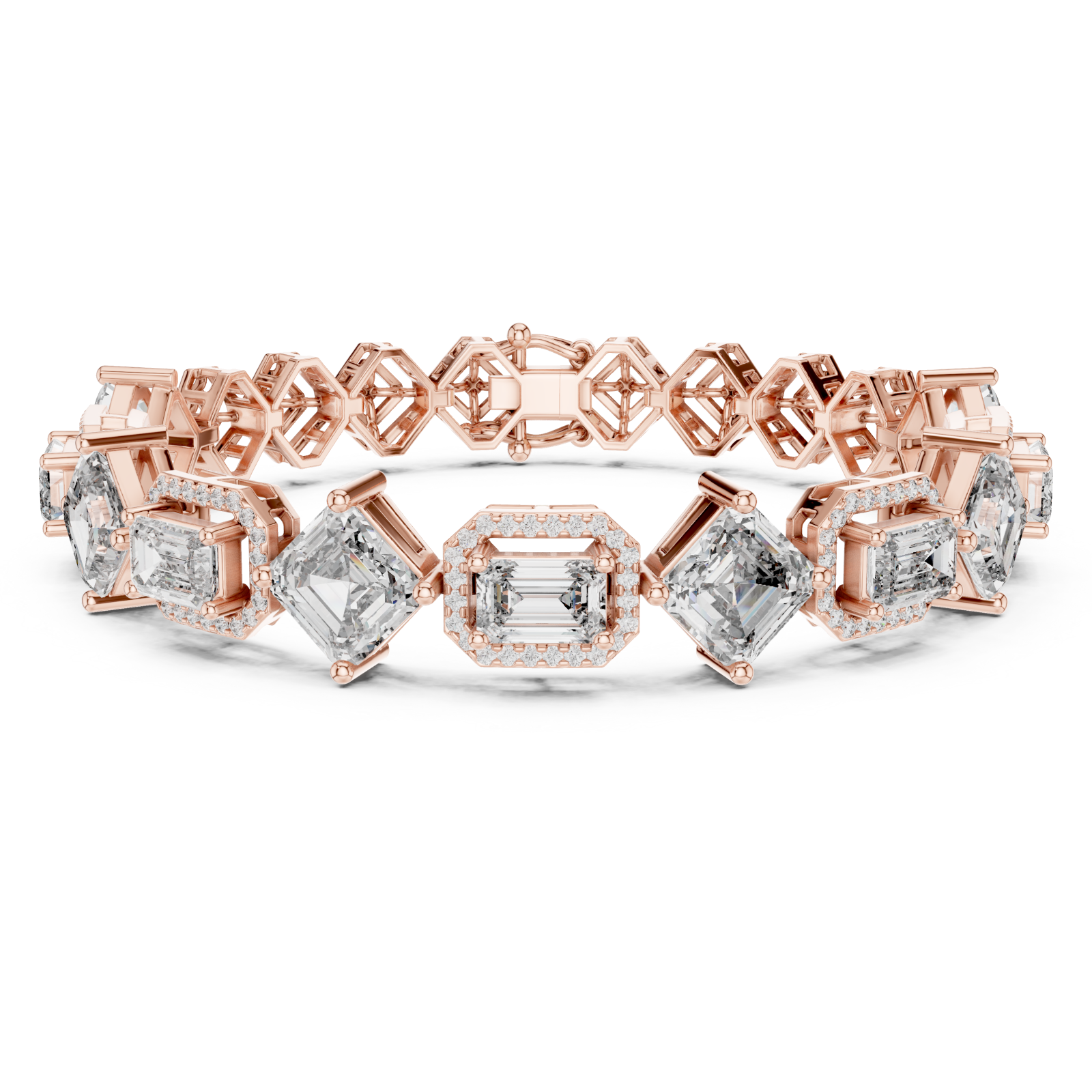  Rose Gold Radiant Prism Contour Linked Bracelet Right View