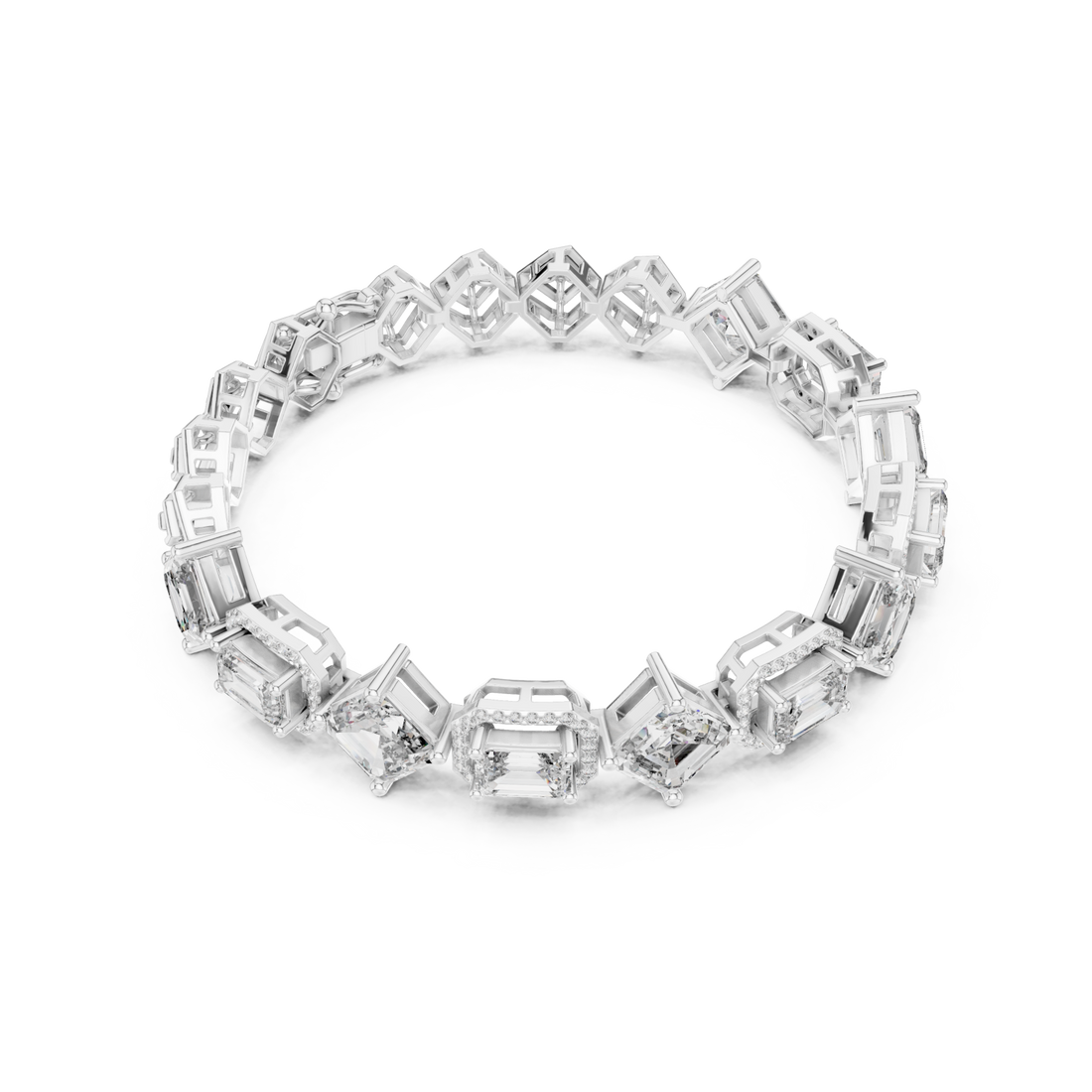  White Gold Radiant Prism Contour Linked Bracelet Right View