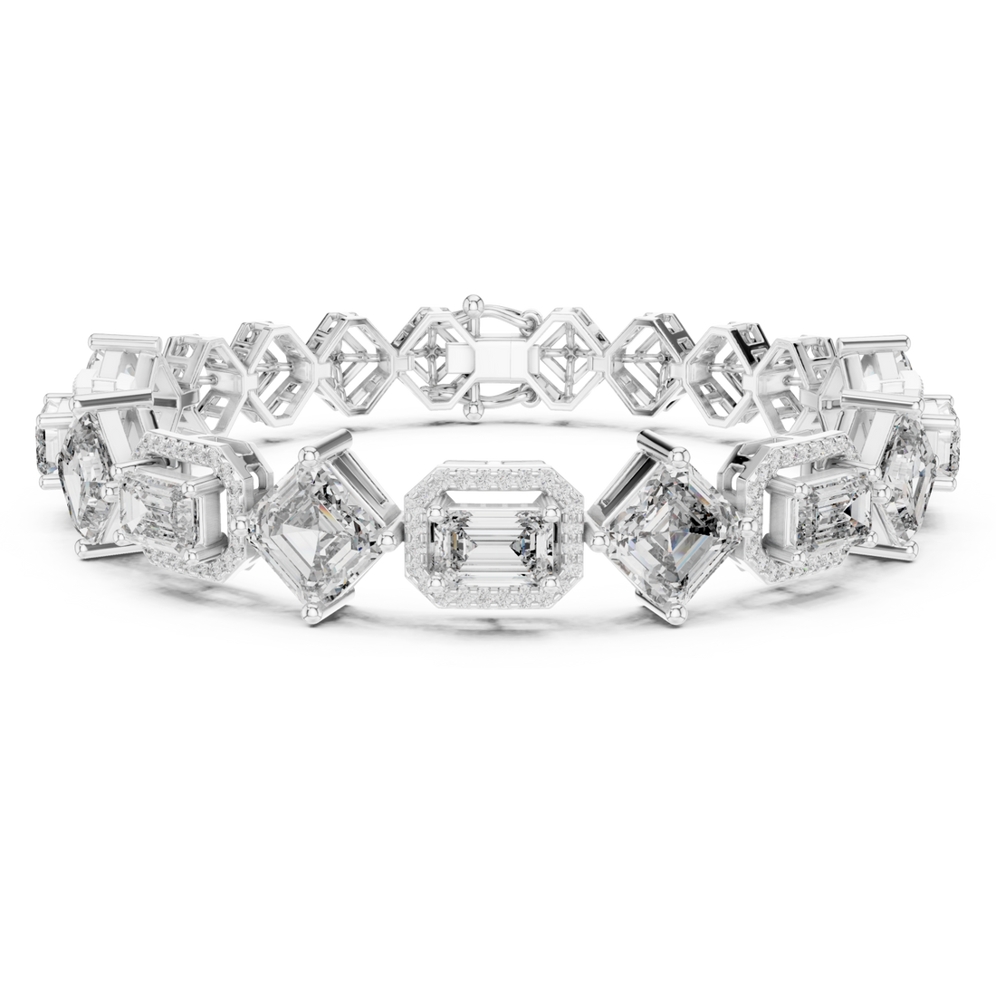  White Gold Radiant Prism Contour Linked Bracelet Right View