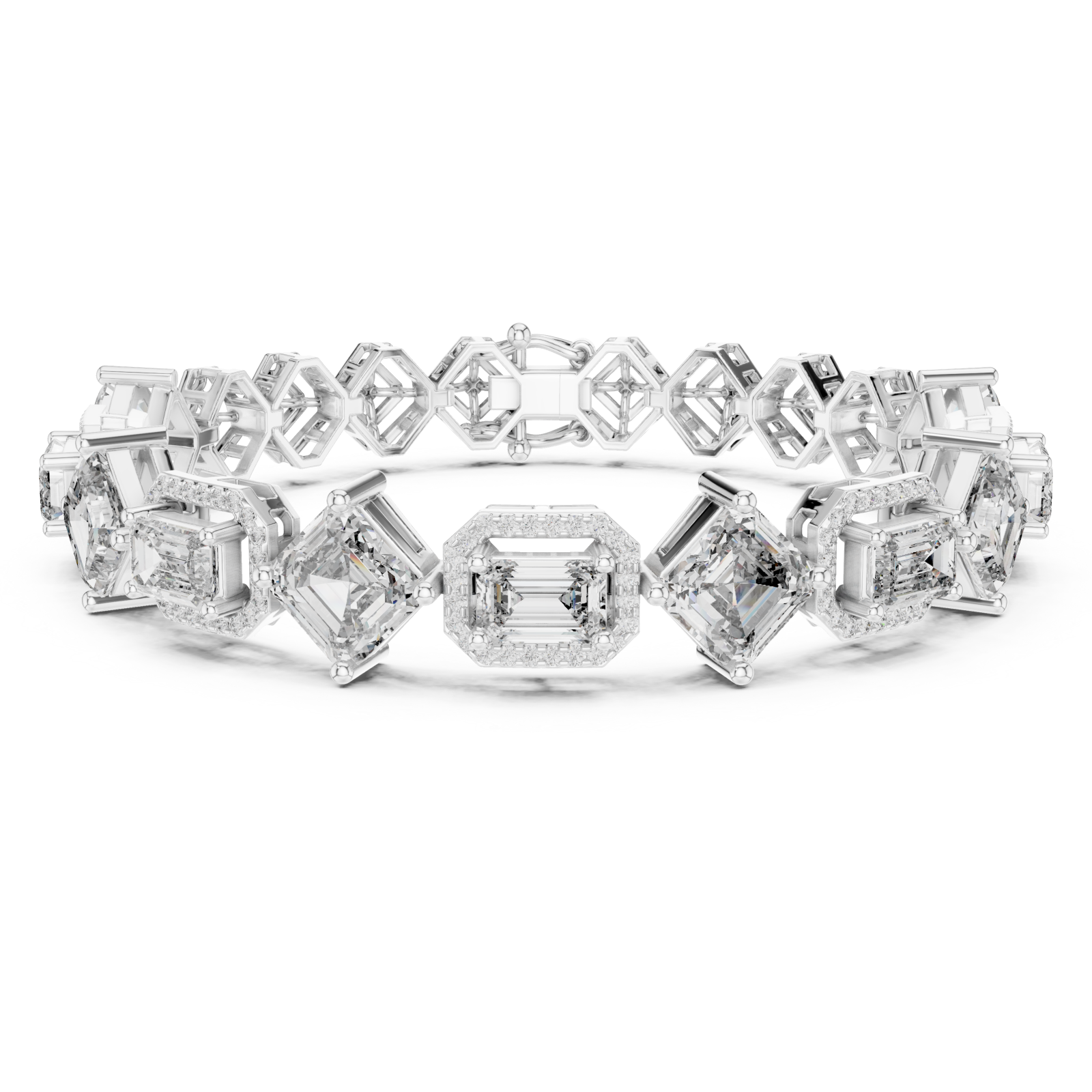 White Gold Radiant Prism Contour Linked Bracelet Right View