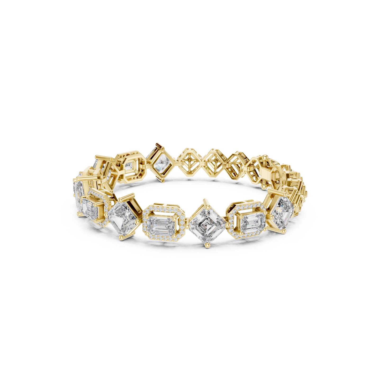  Gold Radiant Prism Contour Linked Bracelet Left View