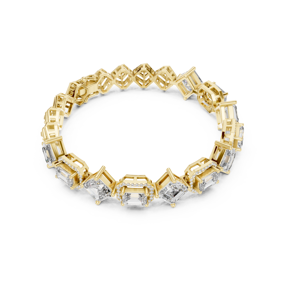Gold Radiant Prism Contour Linked Bracelet Right View