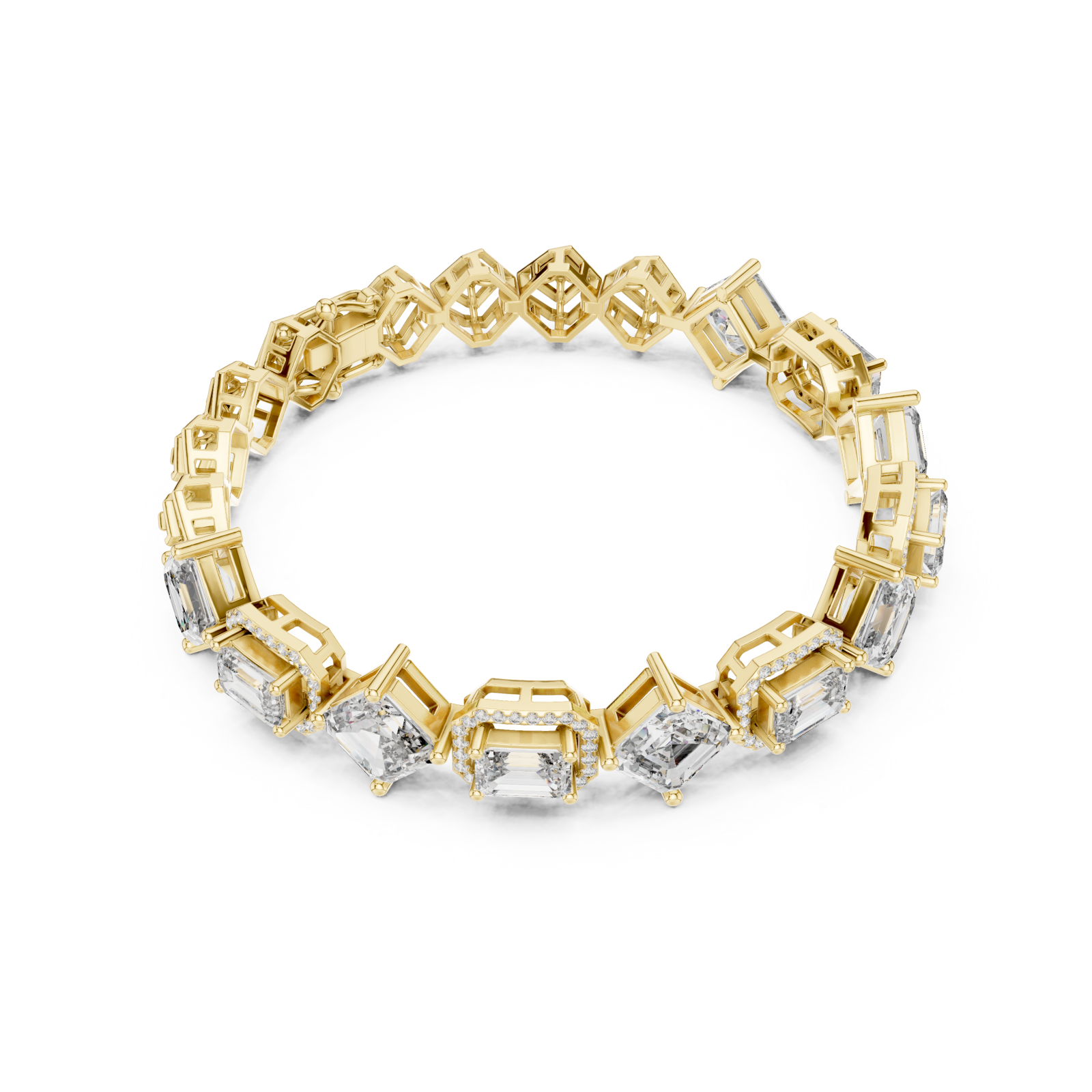  Gold Radiant Prism Contour Linked Bracelet Front View