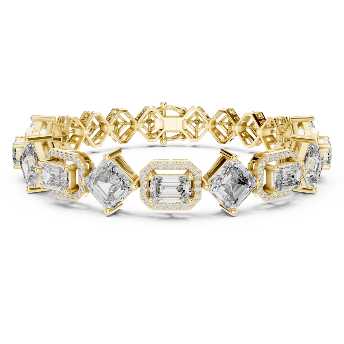 Gold Radiant Prism Contour Linked Bracelet Right View