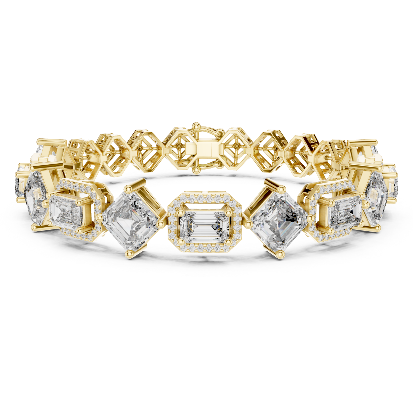 Gold Radiant Prism Contour Linked Bracelet Right View