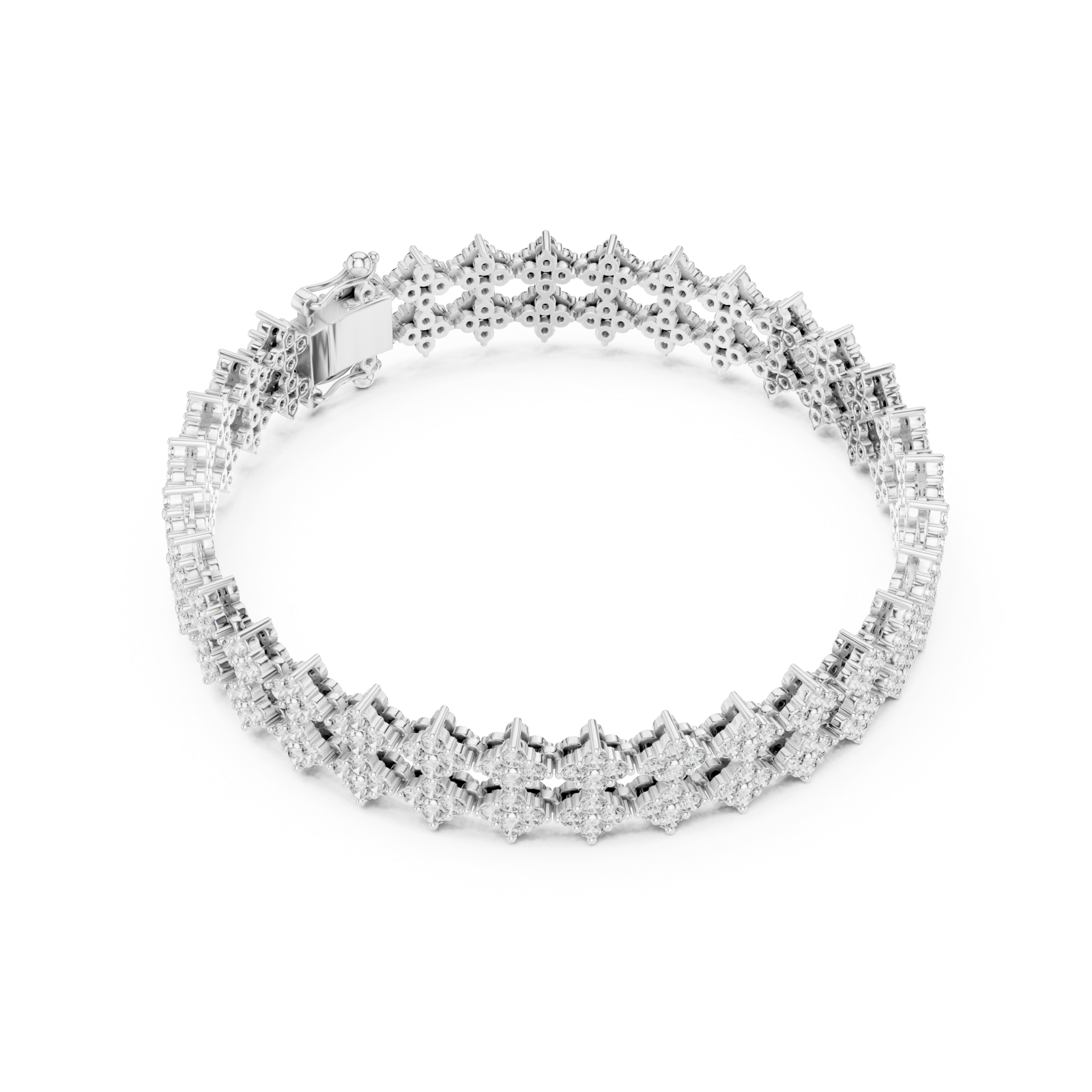  White Gold Celeste Lattice Cuff Front View