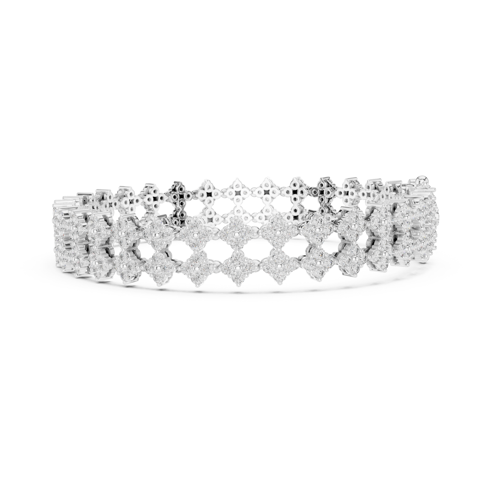  White Gold Celeste Lattice Cuff Side View