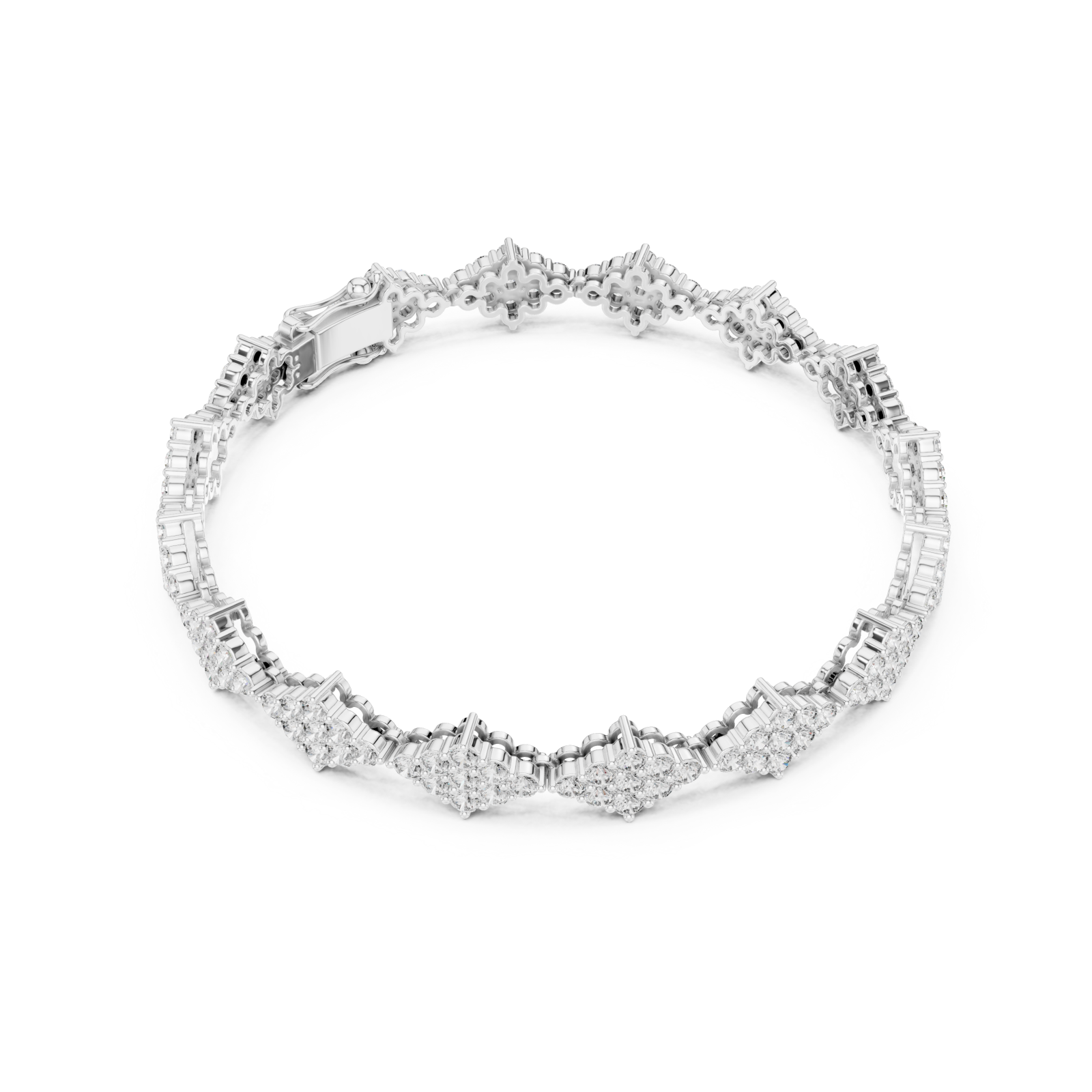  White Gold Celestial Blossom Harmony Flexi Bracelet Front View