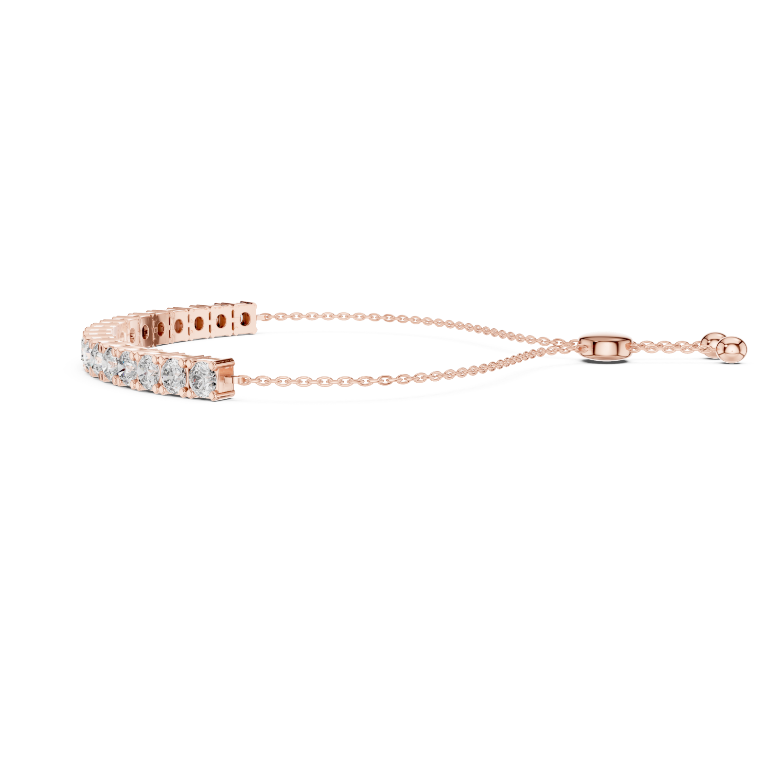  Rose Gold Celestial Grace Radiant Trio Adjustable Bracelet Side View