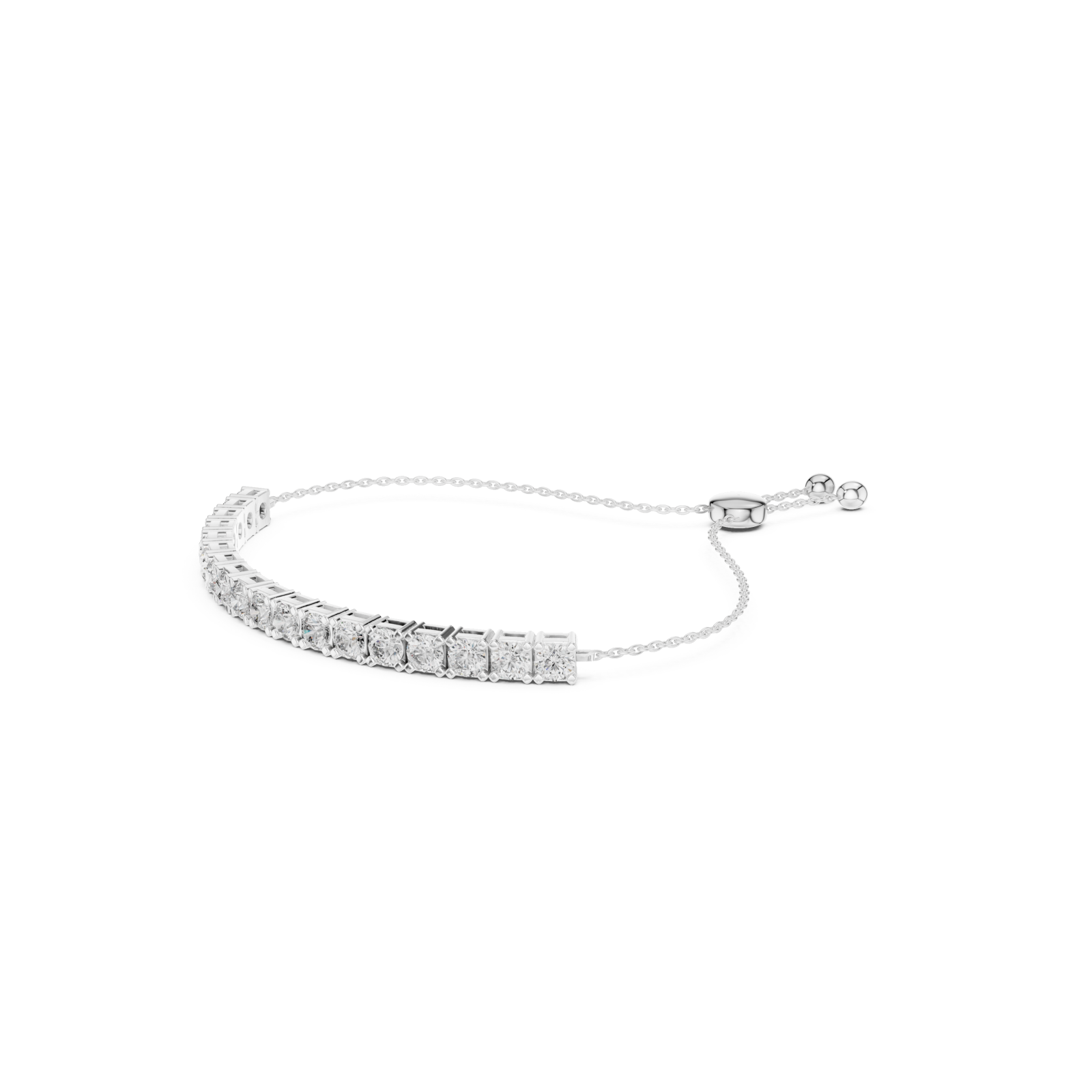  White Gold Celestial Grace Radiant Trio Adjustable Bracelet Left View