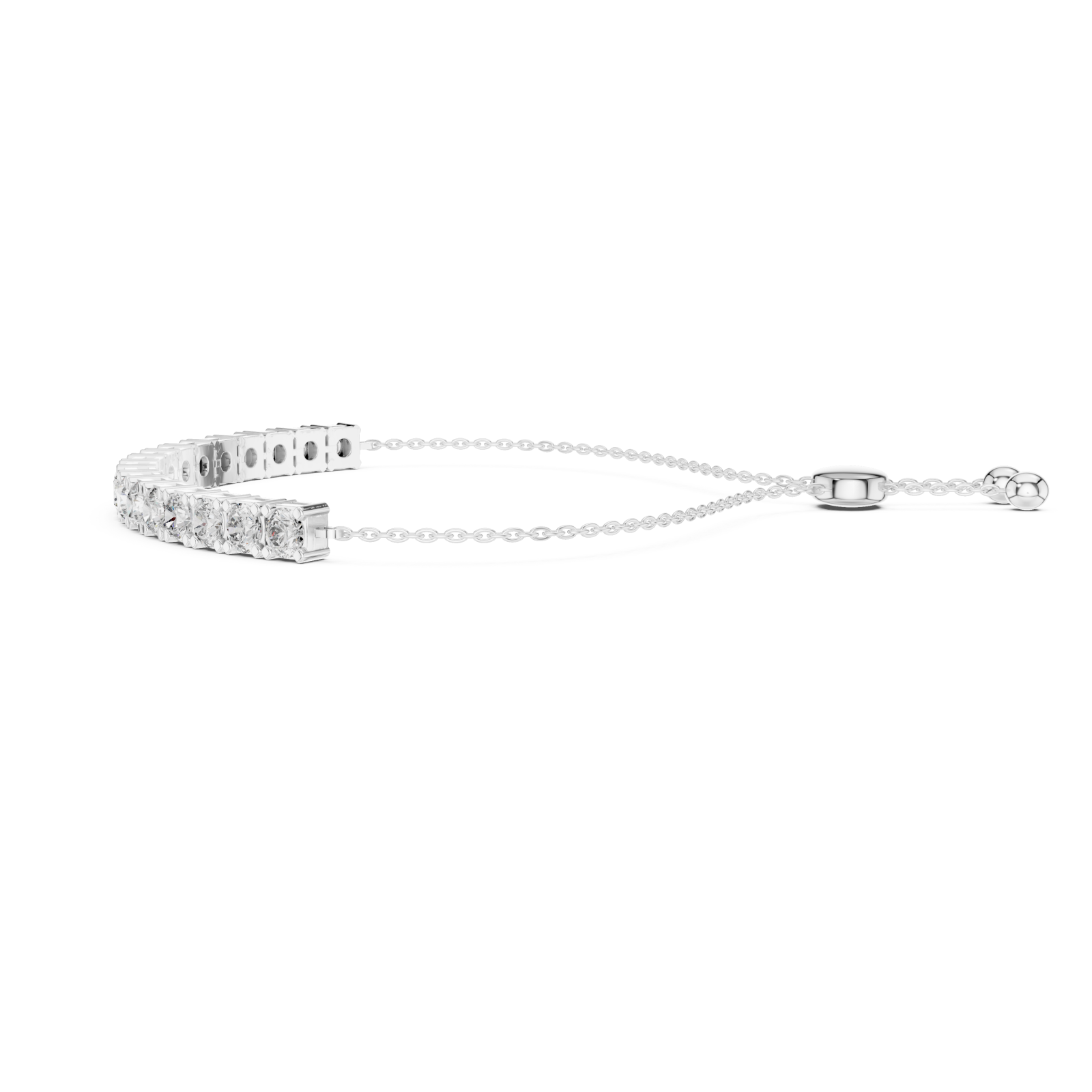  White Gold Celestial Grace Radiant Trio Adjustable Bracelet Side View