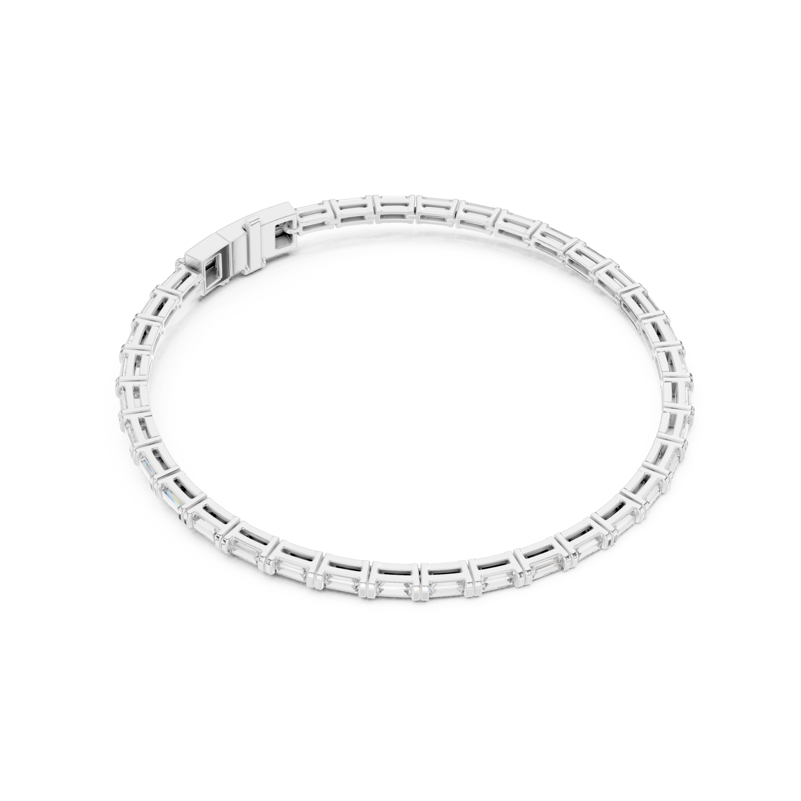 White Gold Enchanted Radiant Line Bracelet Front View