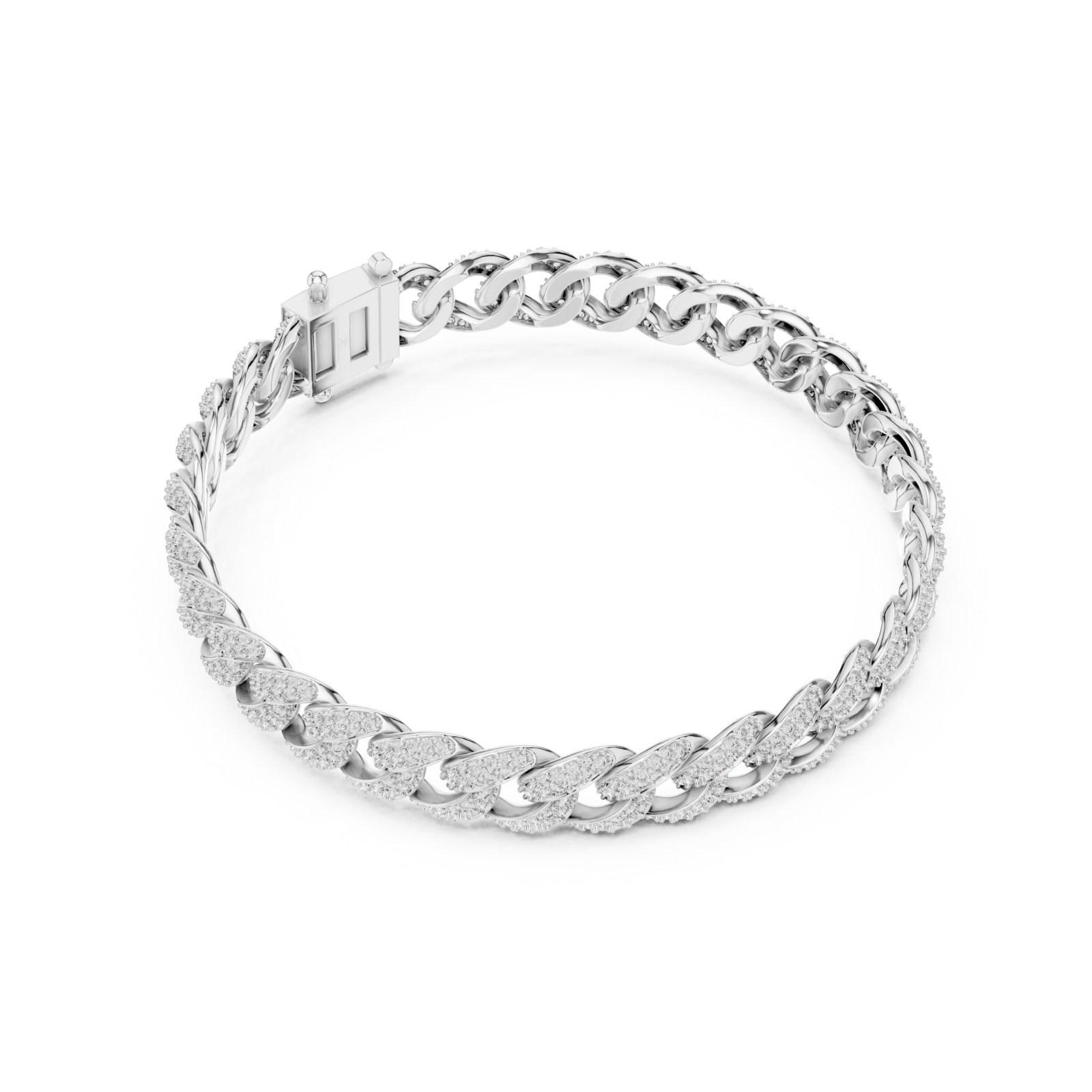  White Gold Sculpted Interwoven Splendor Bracelet Front View