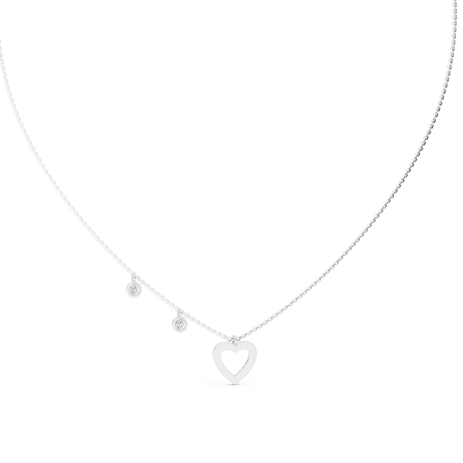  White Gold Eternal Balance Heart Necklace Front View