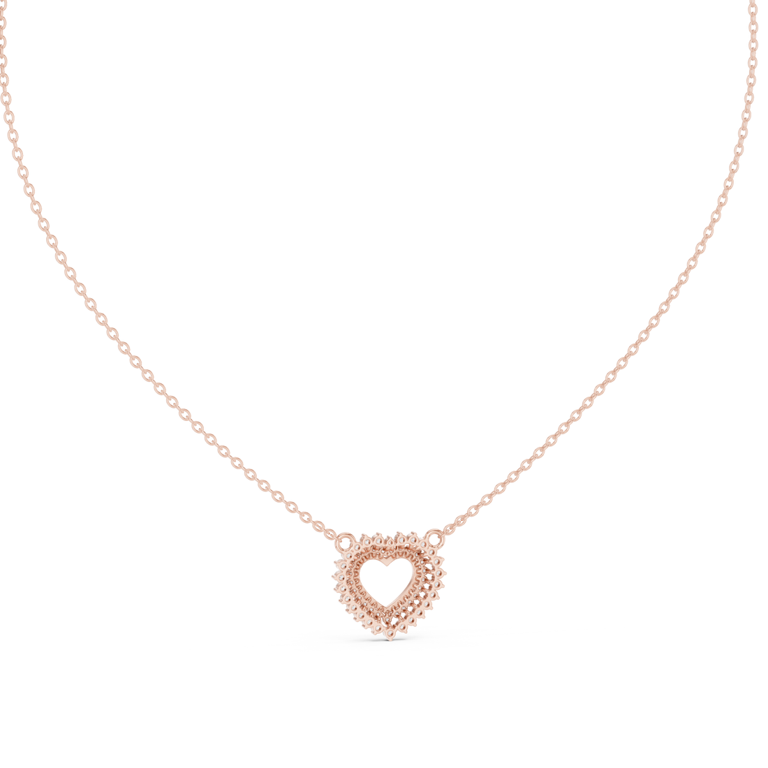  Rose Gold Pure Embrace Heart Charm Necklace Front View
