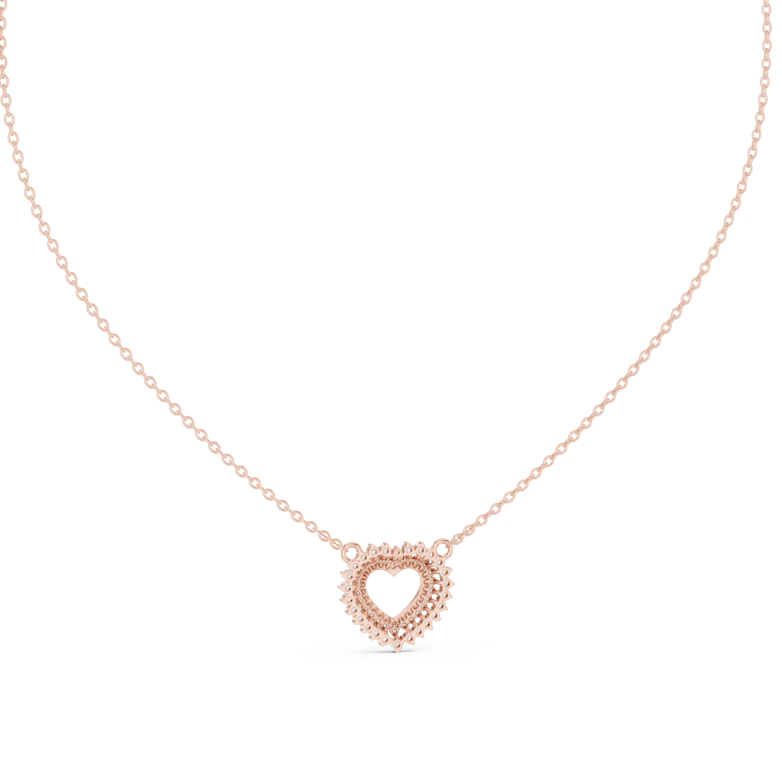  Rose Gold Pure Embrace Heart Charm Necklace Front View