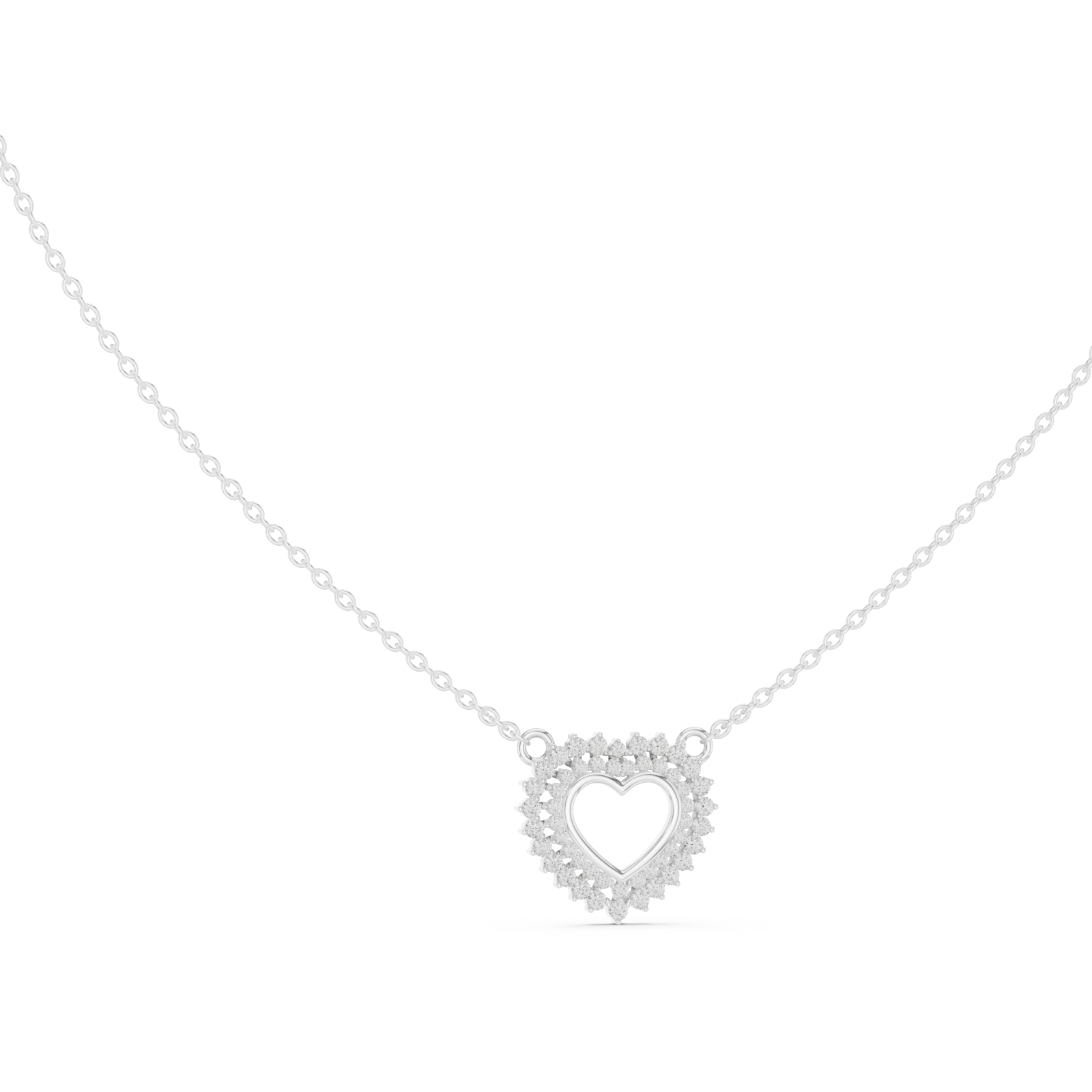  White Gold Pure Embrace Heart Charm Necklace Left View