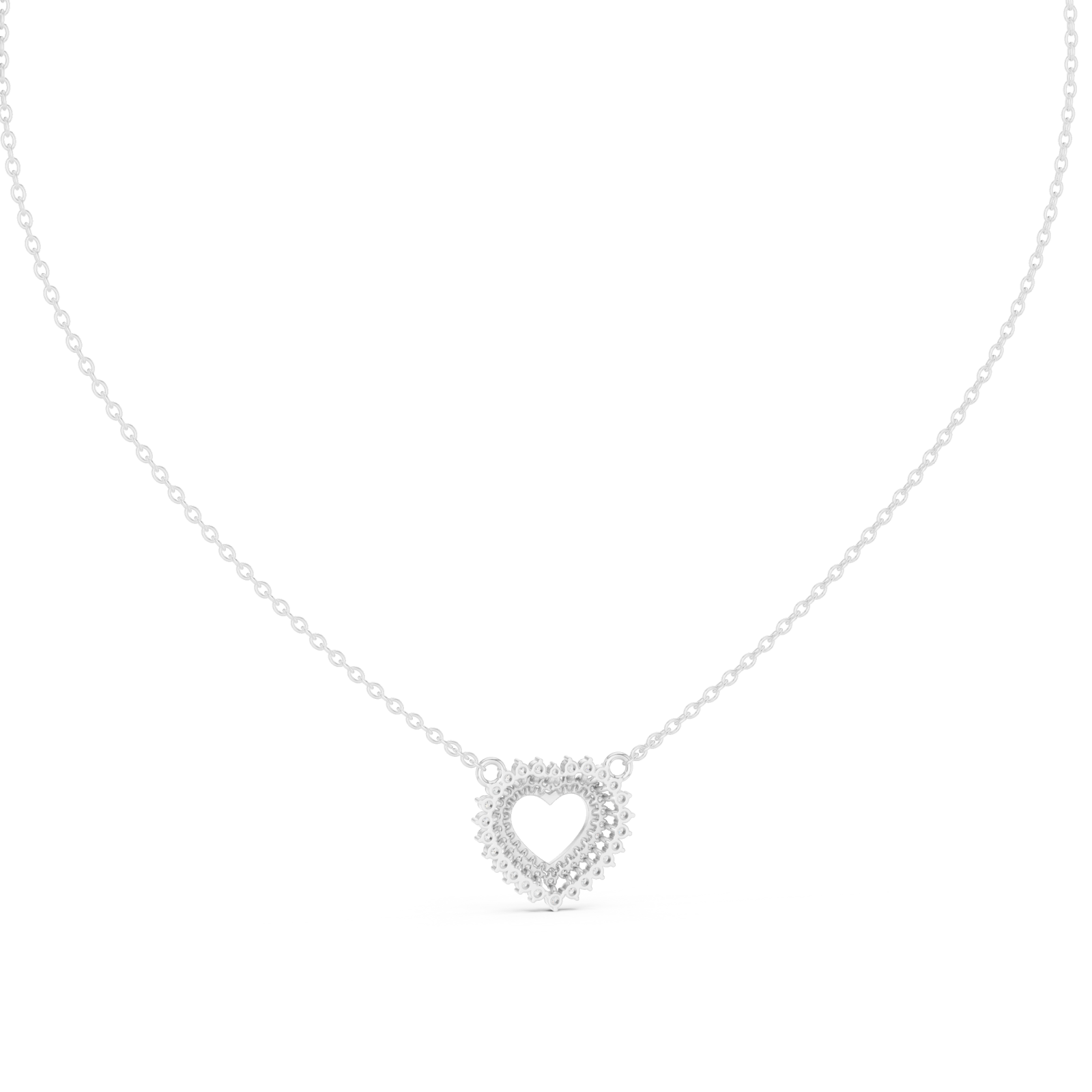  White Gold Pure Embrace Heart Charm Necklace Front View