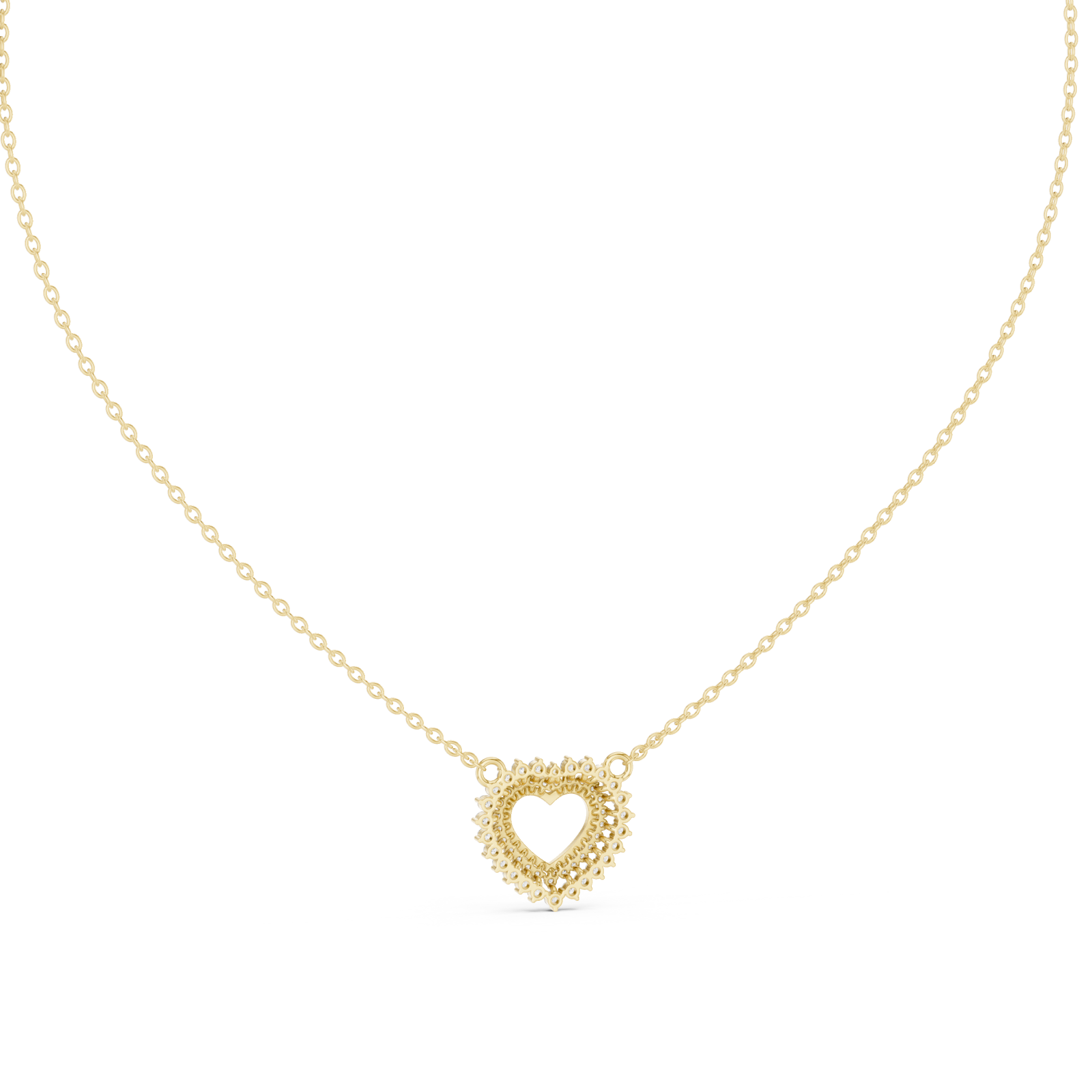  Gold Pure Embrace Heart Charm Necklace Front View