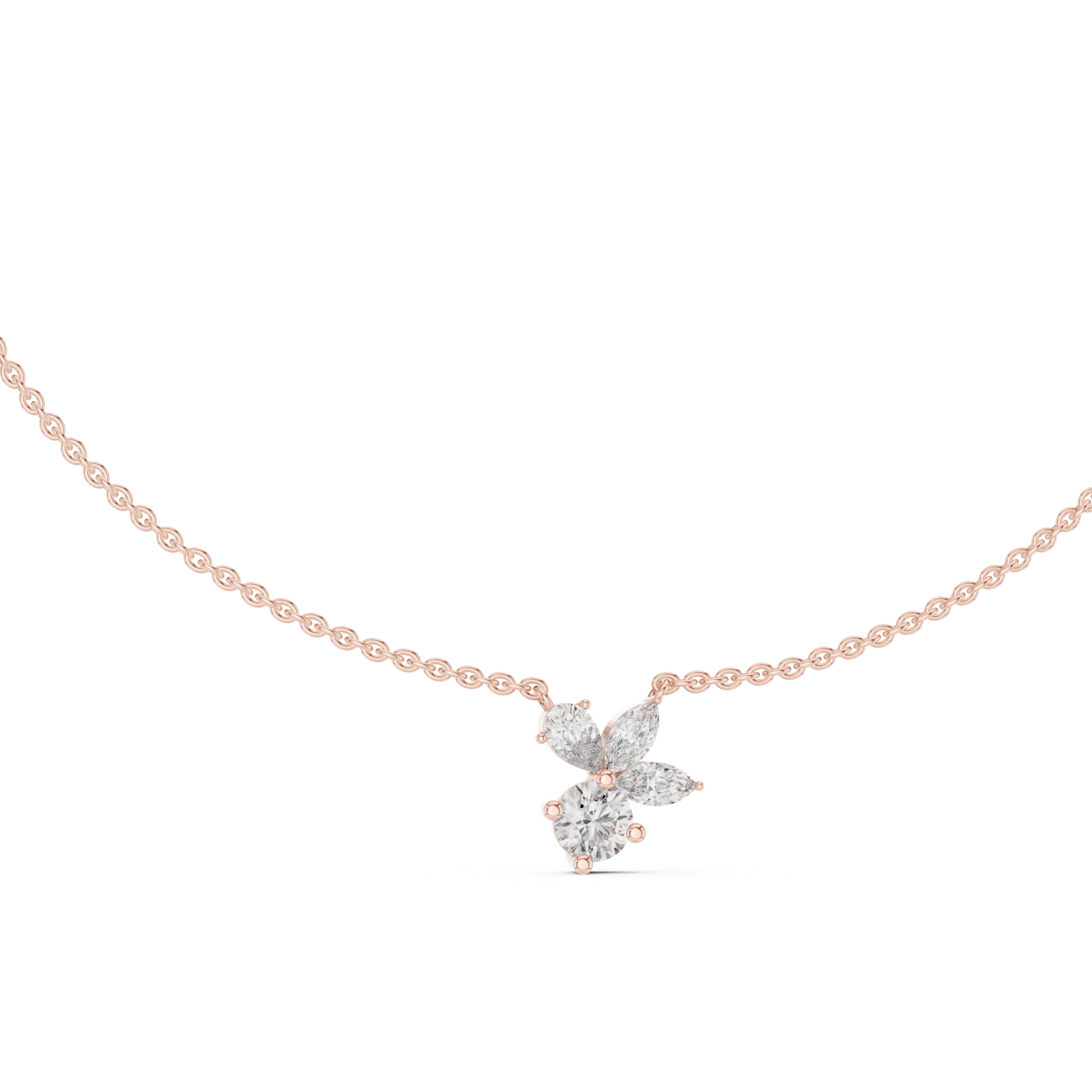  Rose Gold Radiant Petal Embrace Necklace Left View