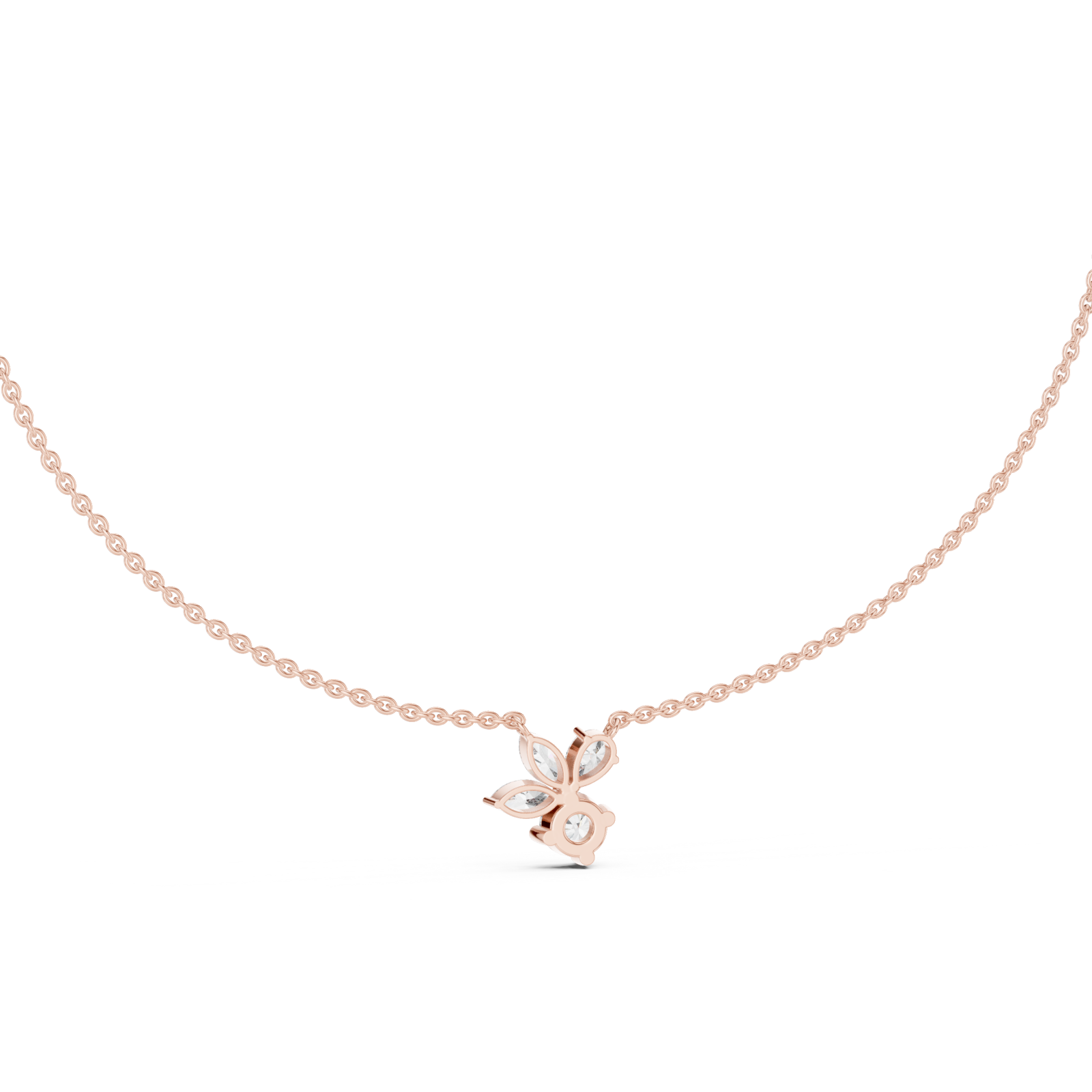  Rose Gold Radiant Petal Embrace Necklace Front View